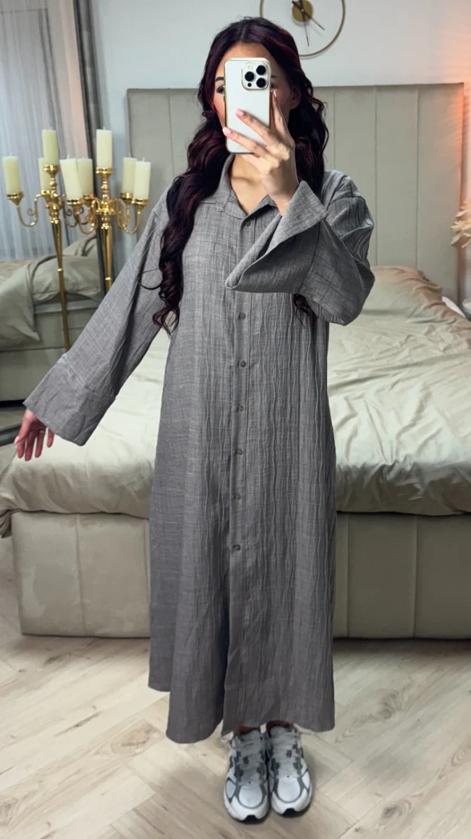 Button Blouse Dress Wave Material
