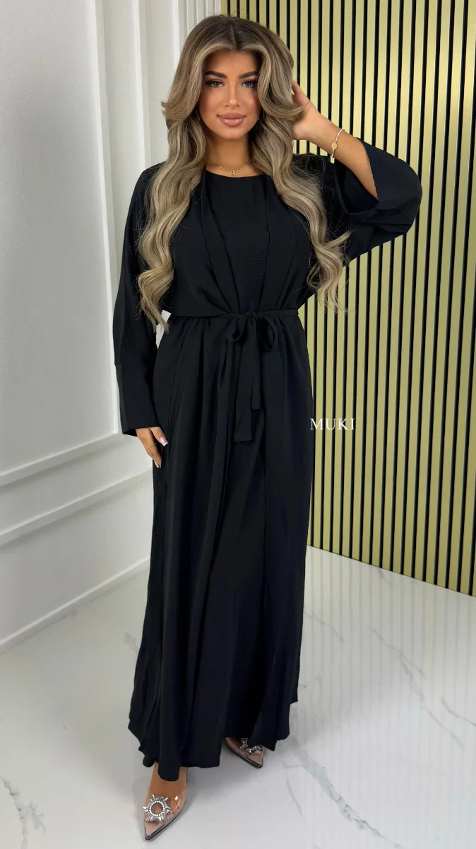 BY FARAH Essential Tie Belt Crepe Kimono + Underdress - Image 9