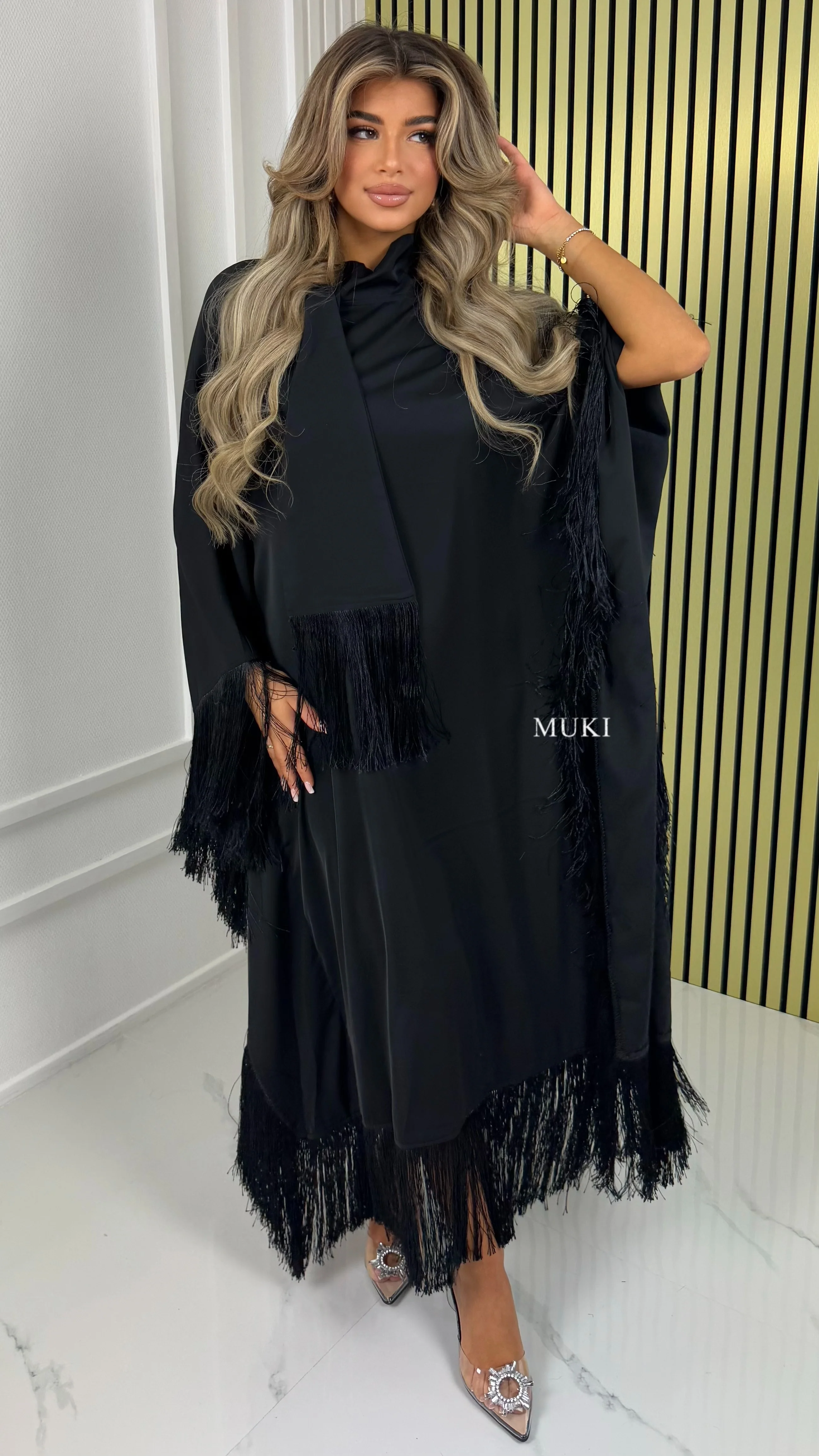 BY FARAH Tassel Oversized Butterfly Shawl Dress - Image 11