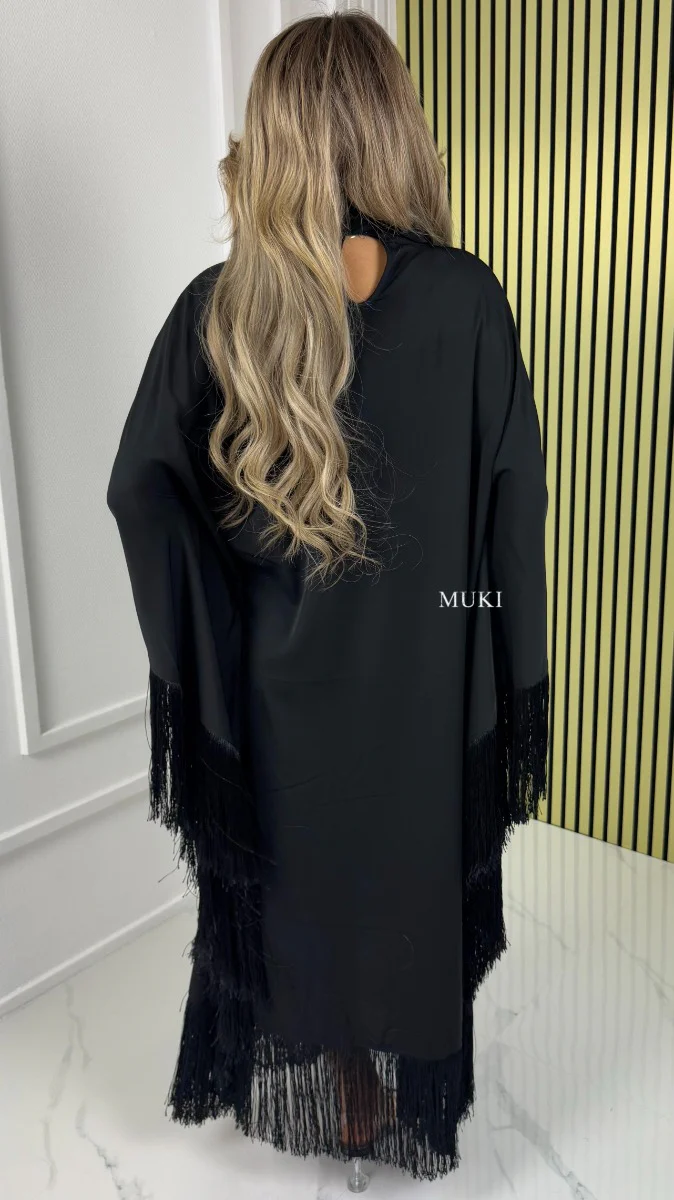 BY FARAH Tassel Oversized Butterfly Shawl Dress - Image 9