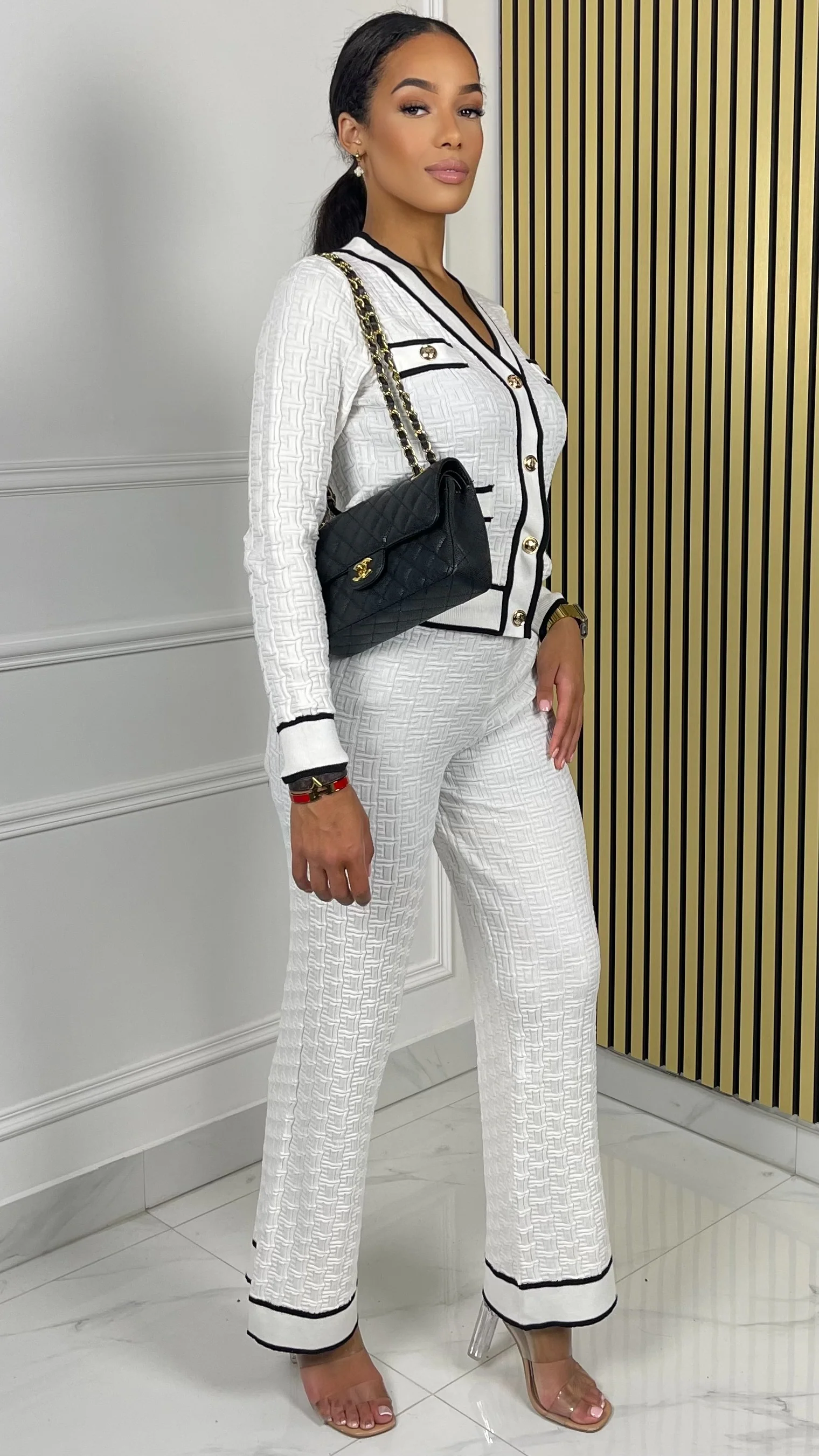 Contrast Knit Two-Piece Set met Gouden Knopen - Image 8