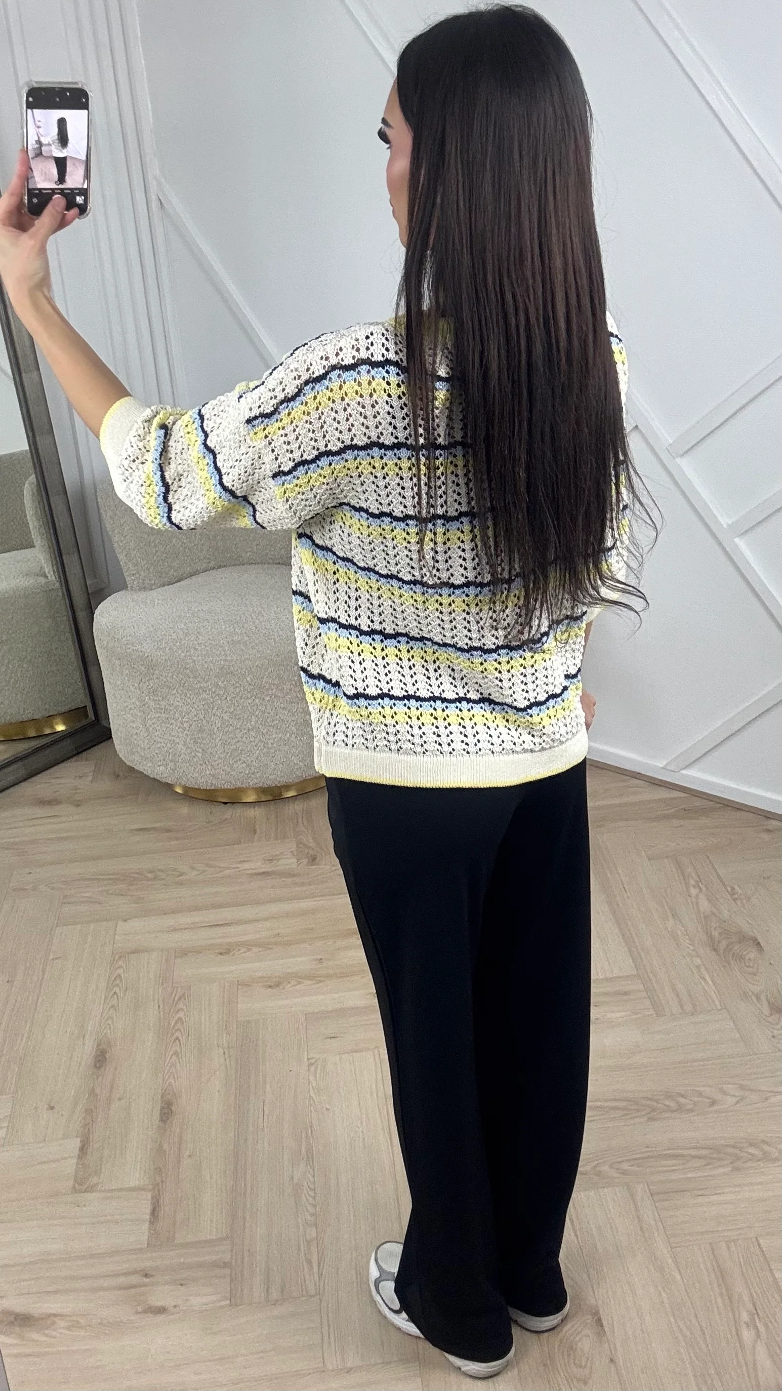 Crochet Top met Strepen en Korte Mouwen - Image 4