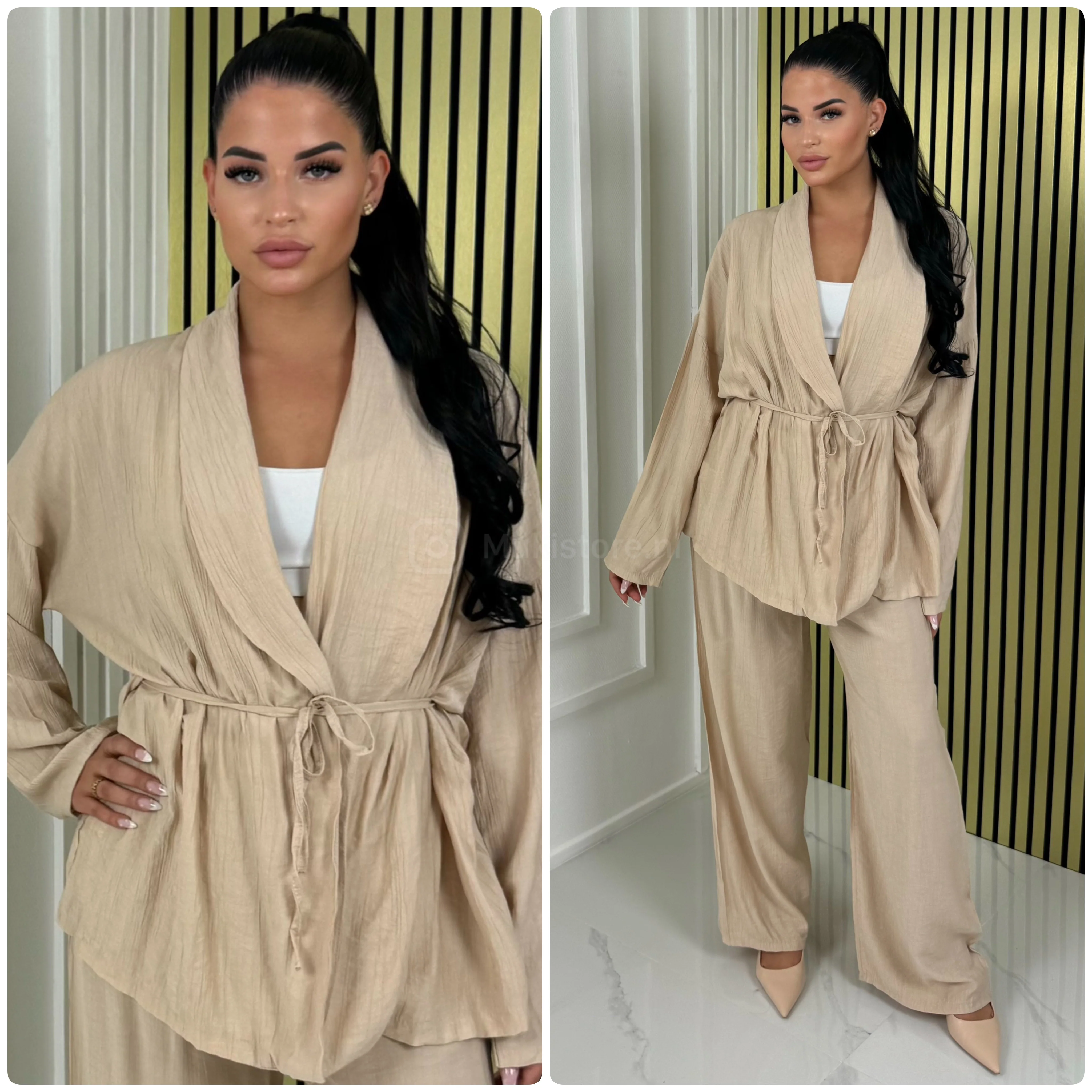 Croco Wrapped Tie Belt Wide Leg Set - Image 16