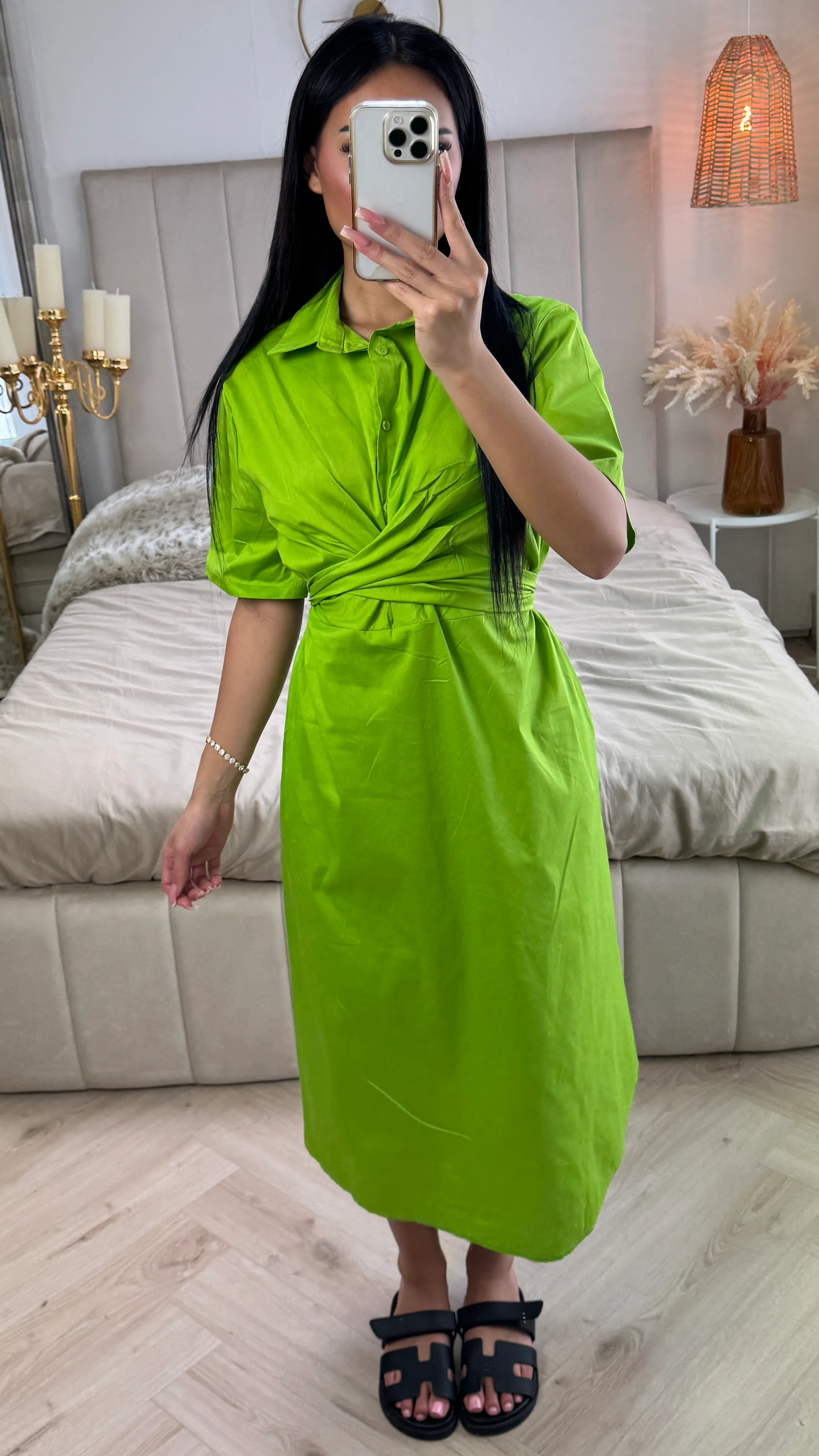 Cross Tie Belt Blouse Dress - Image 11