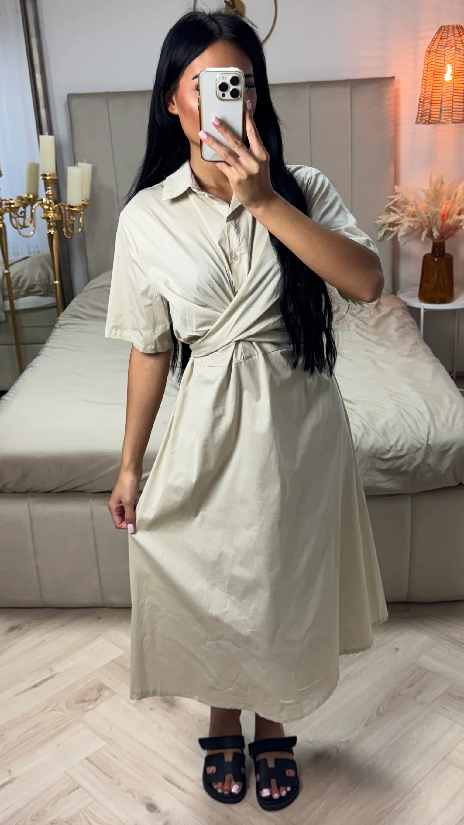Cross Tie Belt Blouse Dress - Image 13