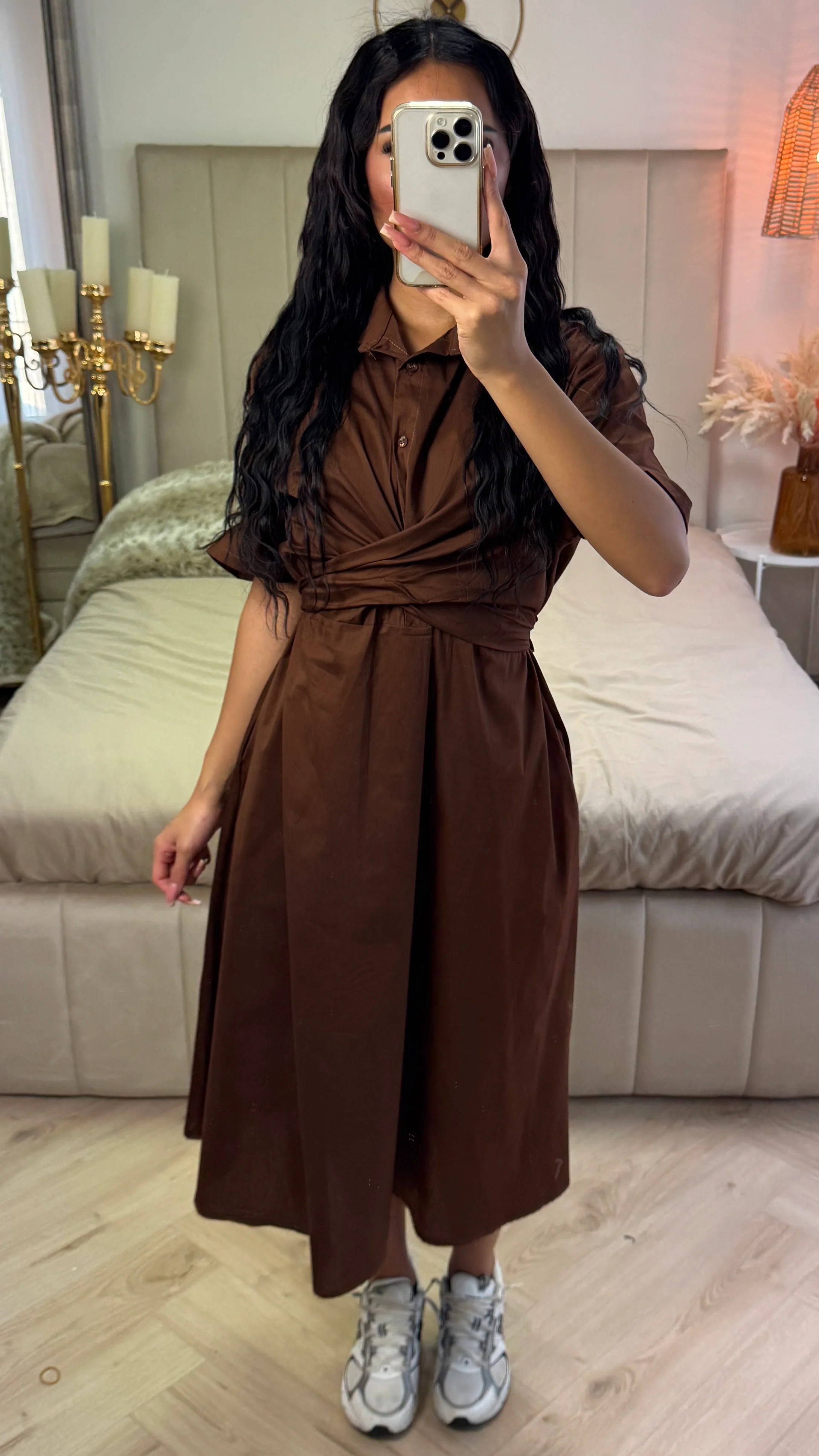 Cross Tie Belt Blouse Dress - Image 3