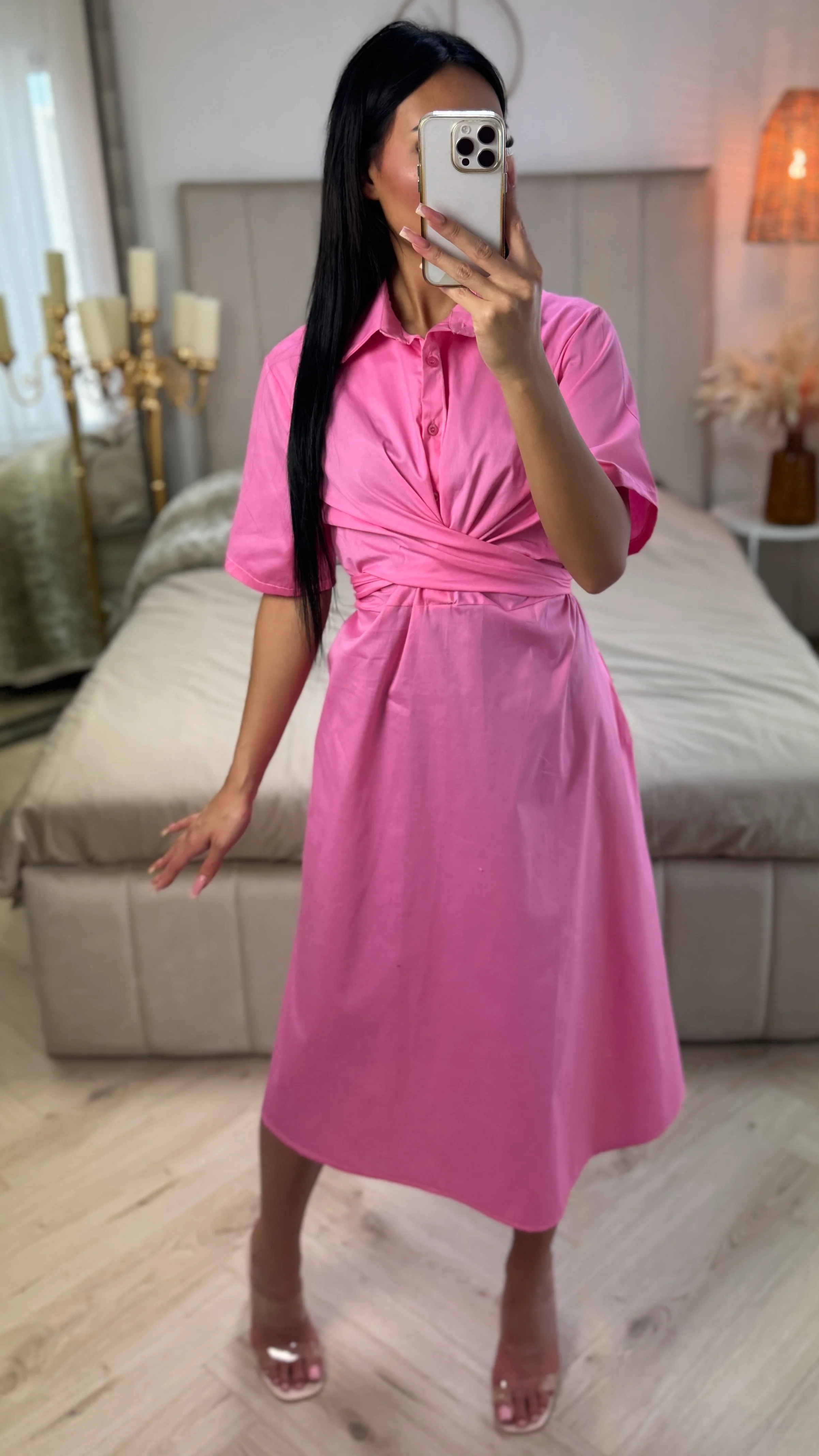 Cross Tie Belt Blouse Dress - Image 4