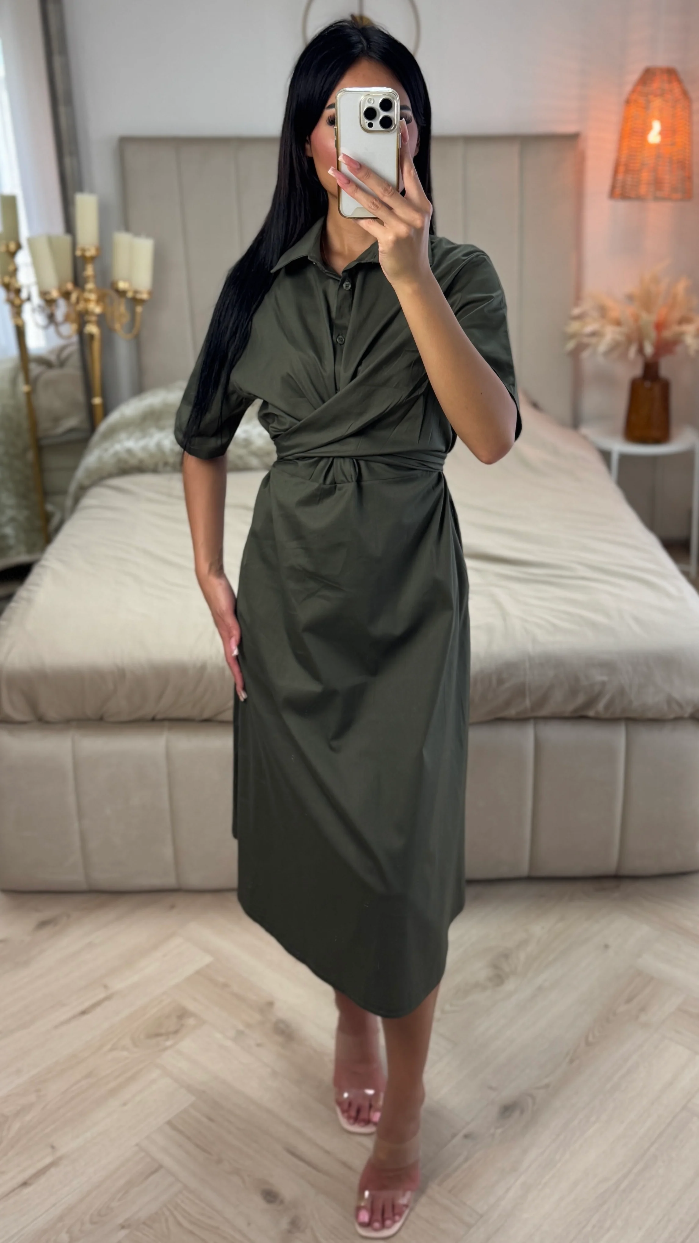 Cross Tie Belt Blouse Dress - Image 7