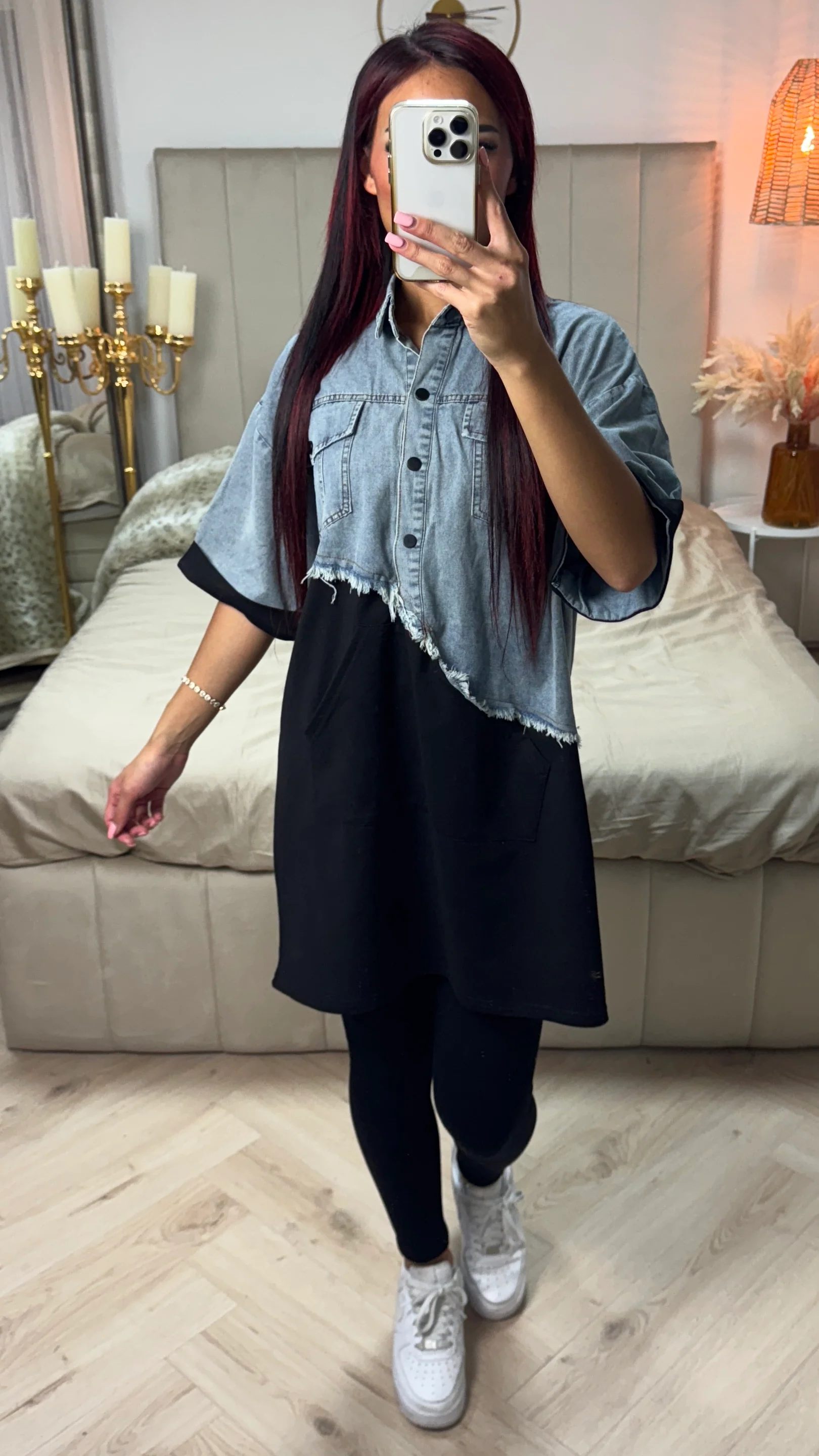 Denim Blouse Dress 12 Detail - Image 4