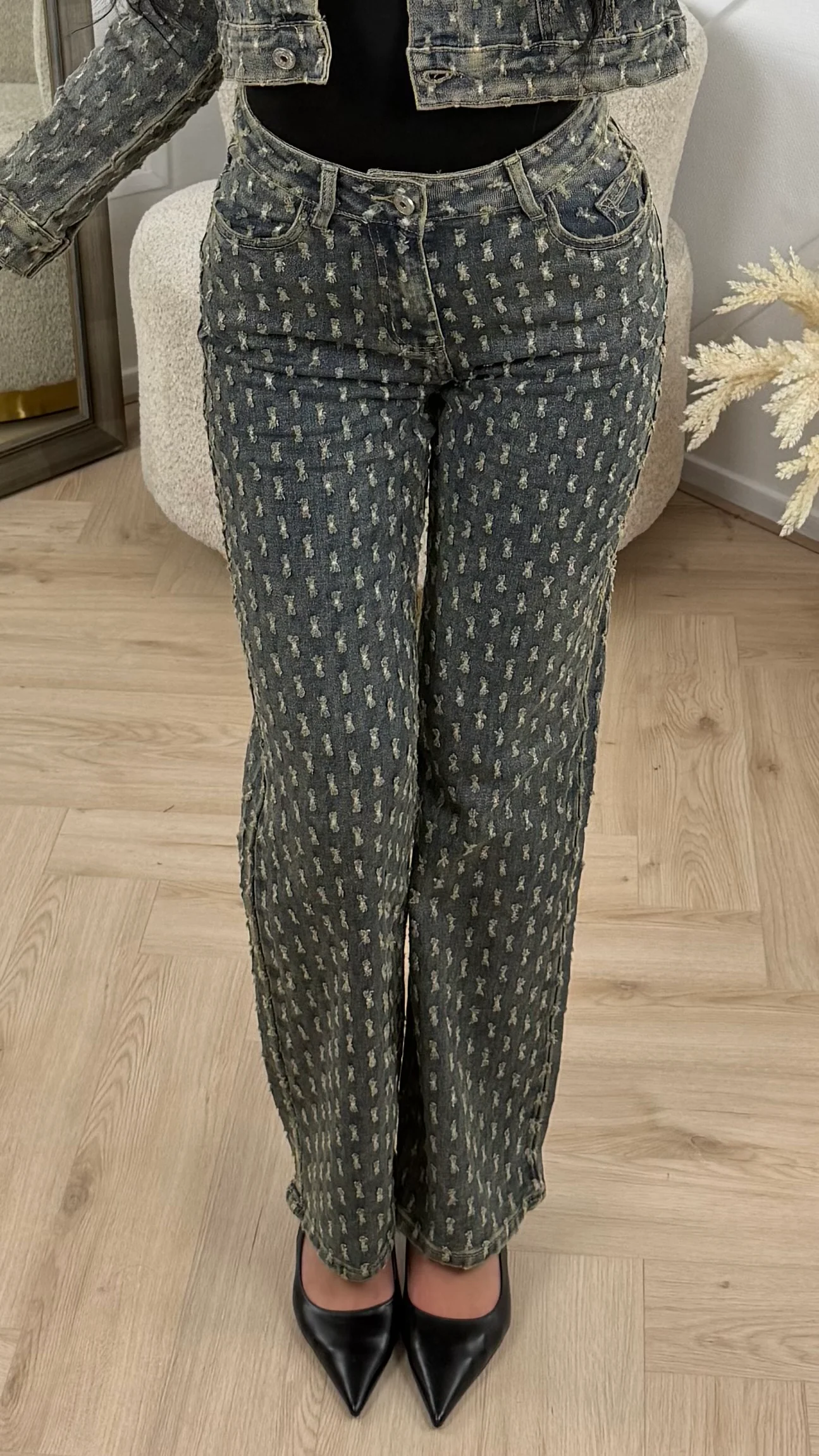 Denim Broek met Structuurdessin – H655-9