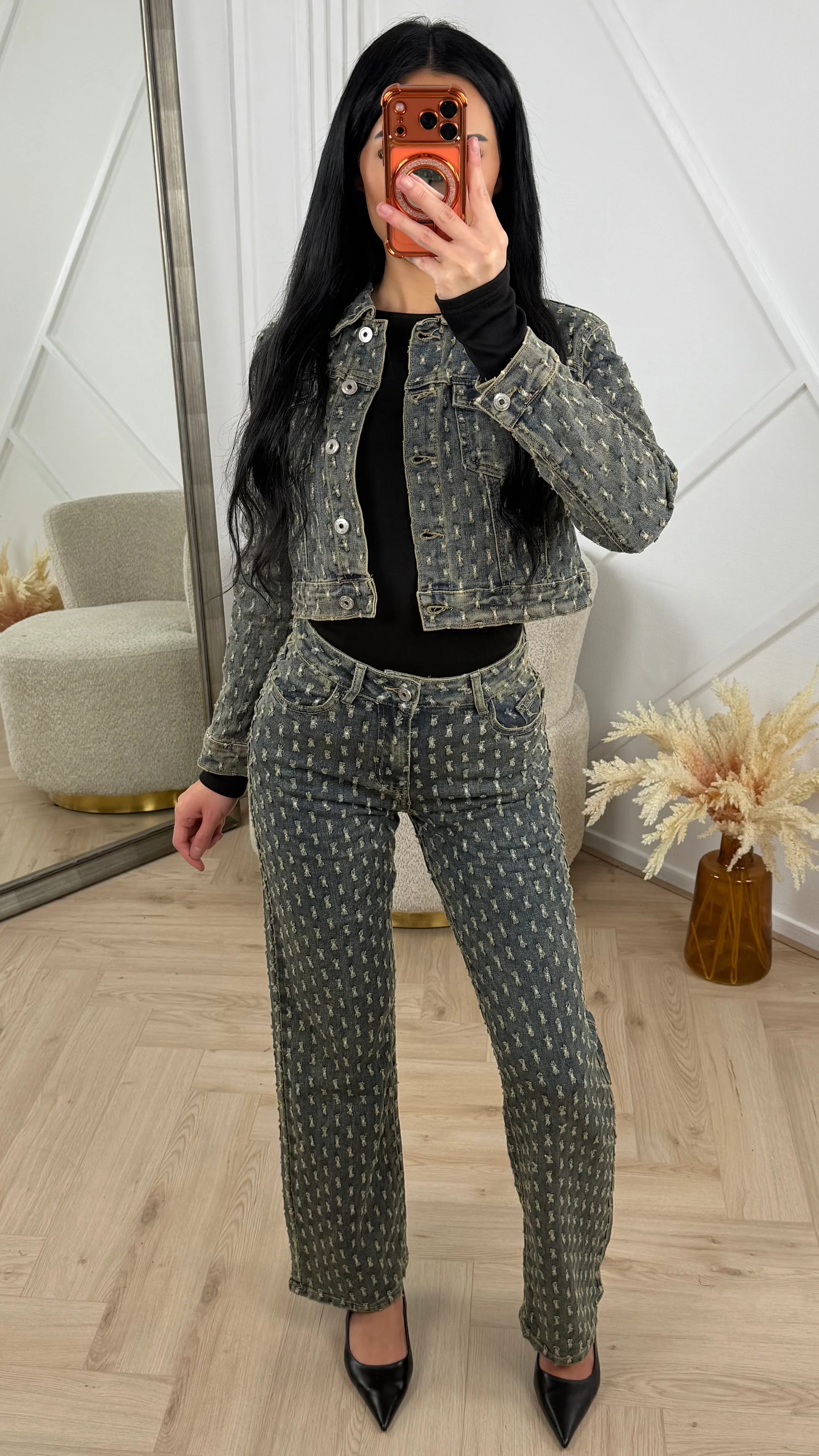 Denim Broek met Structuurdessin – H655-9 - Image 3