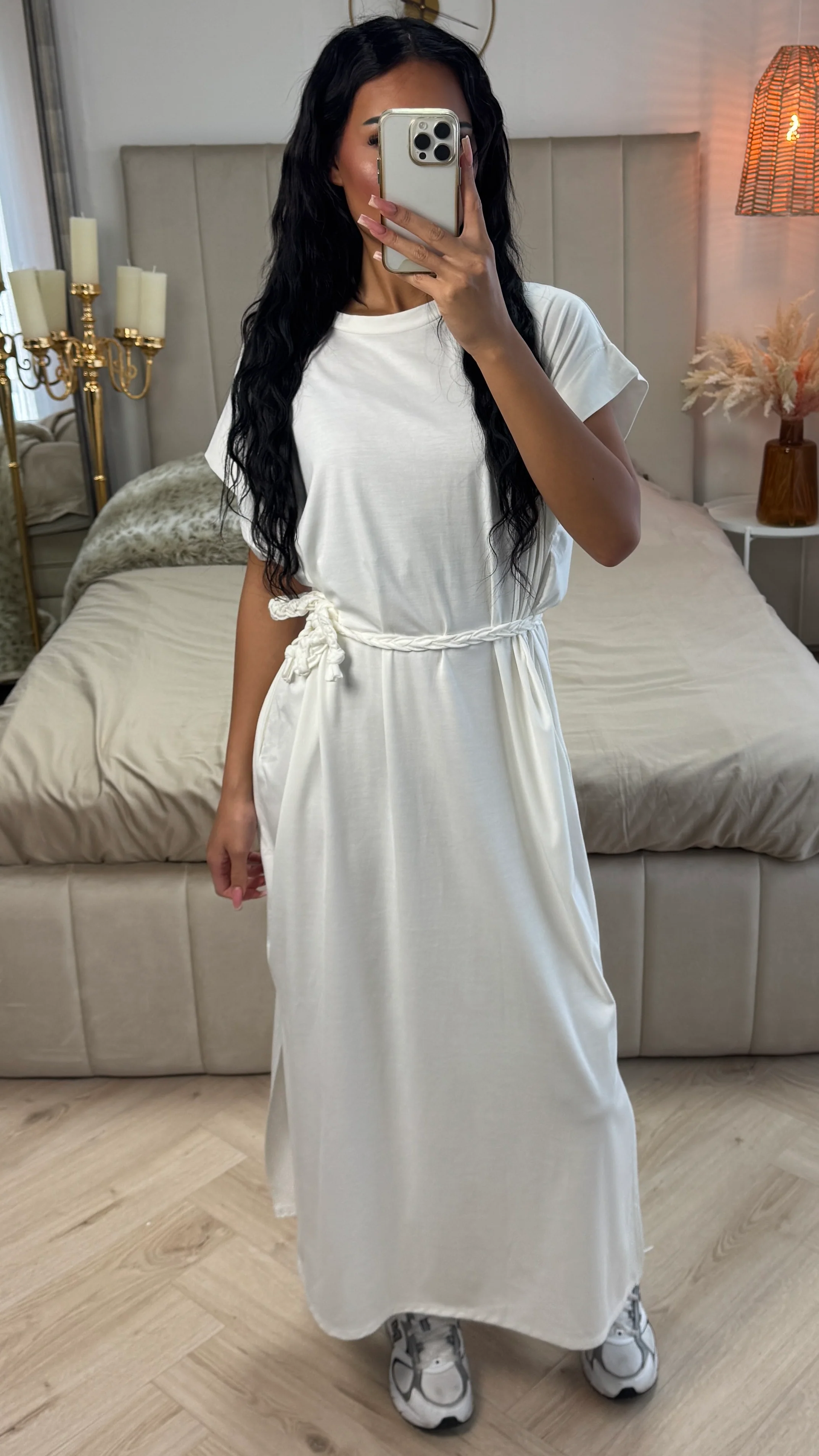 Double Split Dress Braided Belt Detail - Image 13