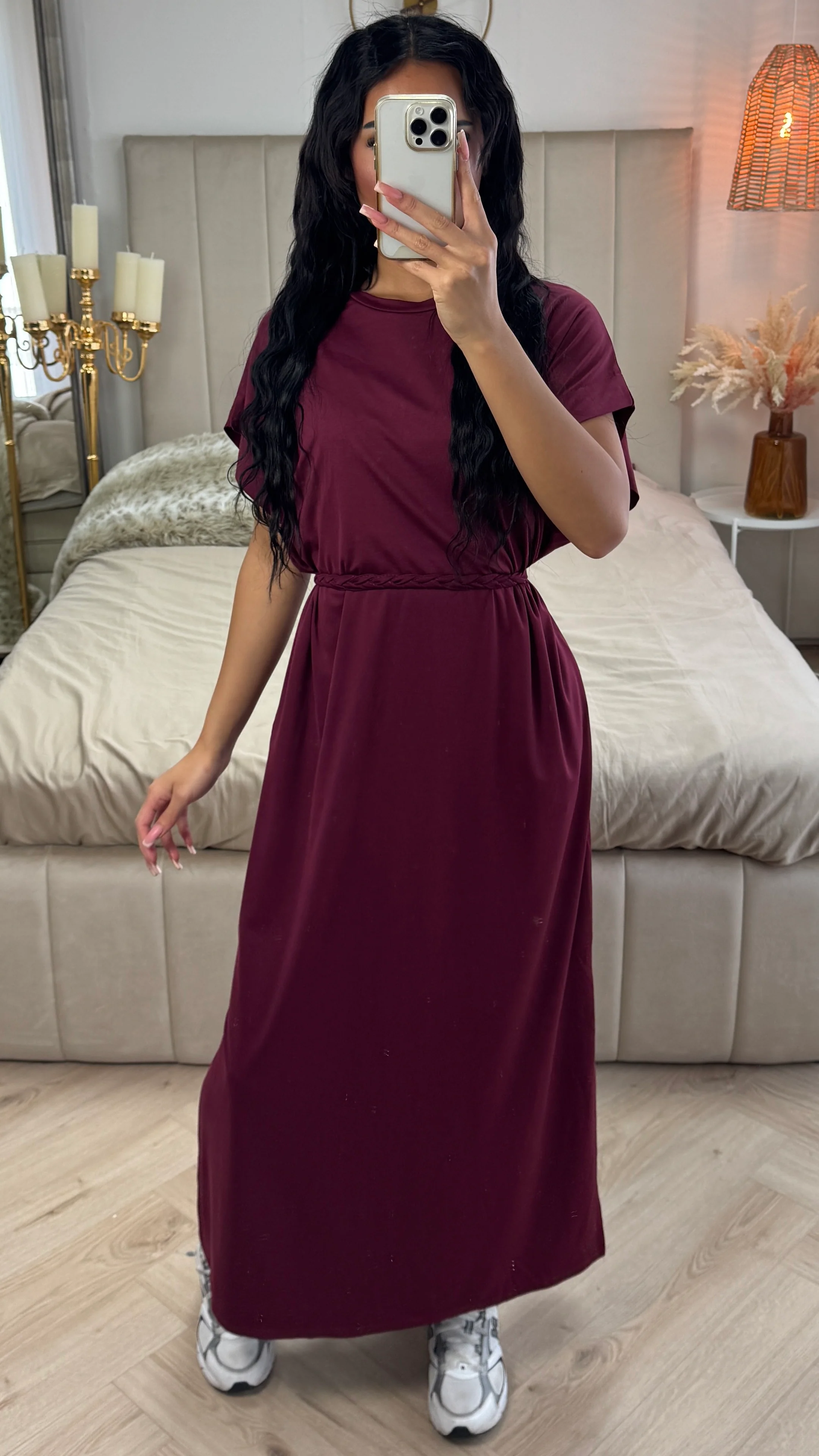 Double Split Dress Braided Belt Detail - Image 6