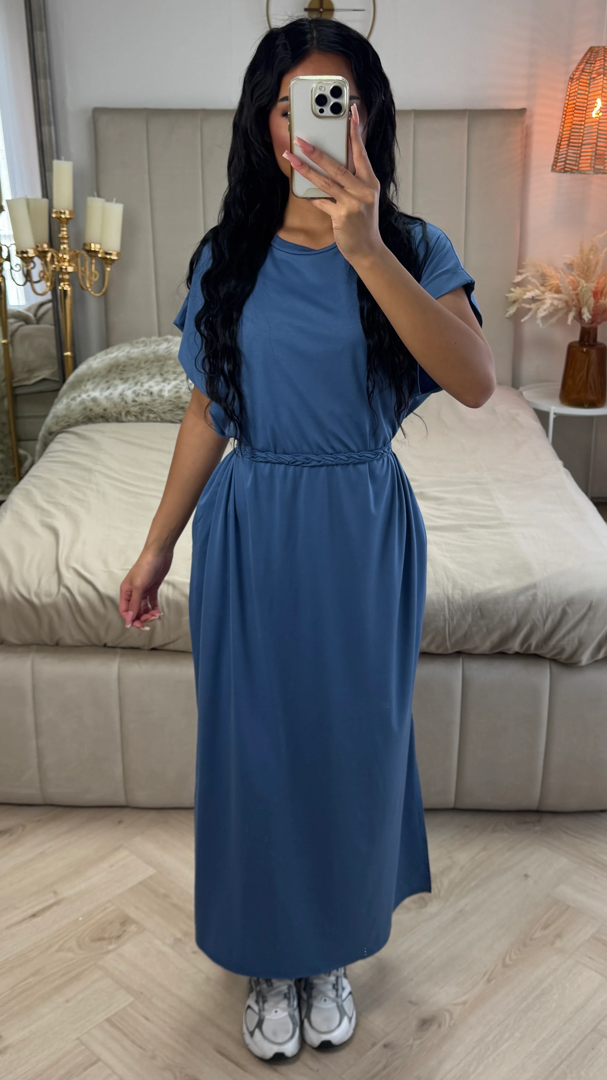 Double Split Dress Braided Belt Detail - Image 9