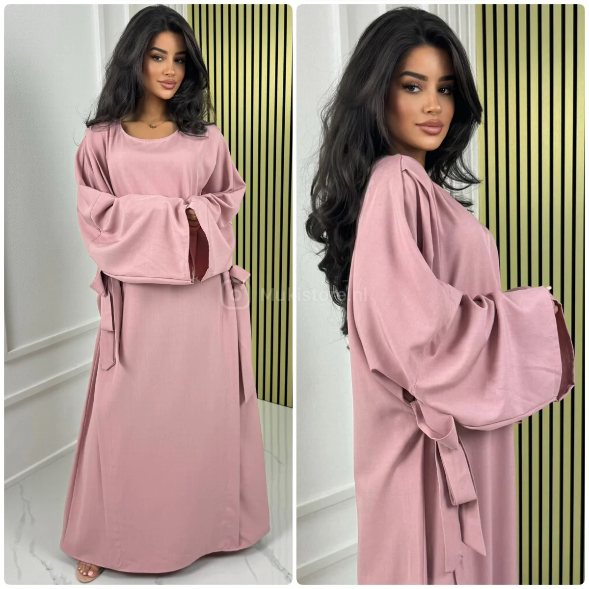 Double Tie Belt Sides Oversized Basic Dress - Image 5