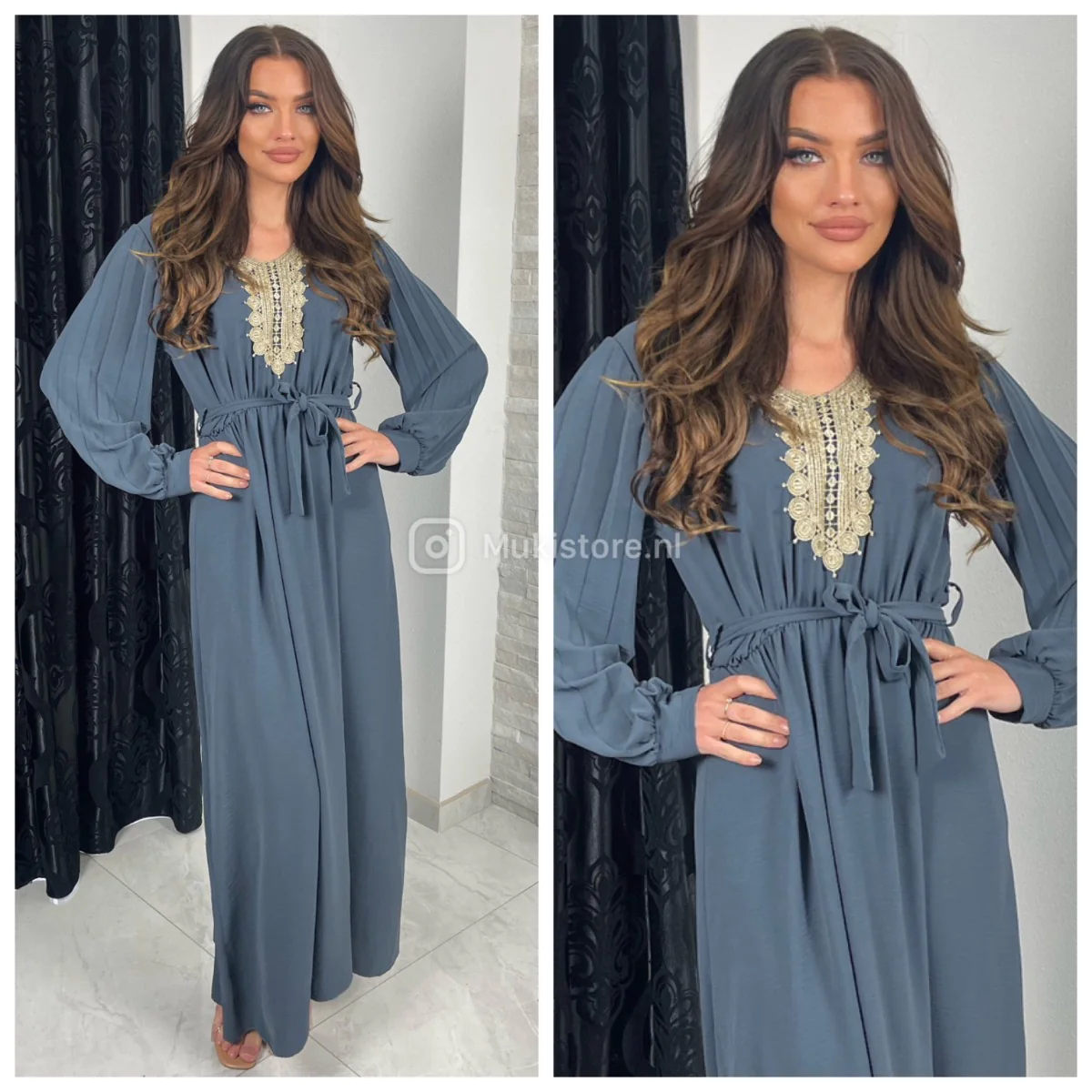 Embroidered Maxi Tie Belt Ruffle Sleeves - Image 14