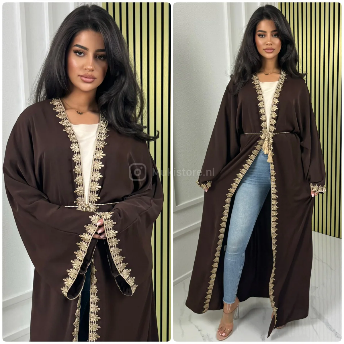 Embroidered Tie Belt Kimono
