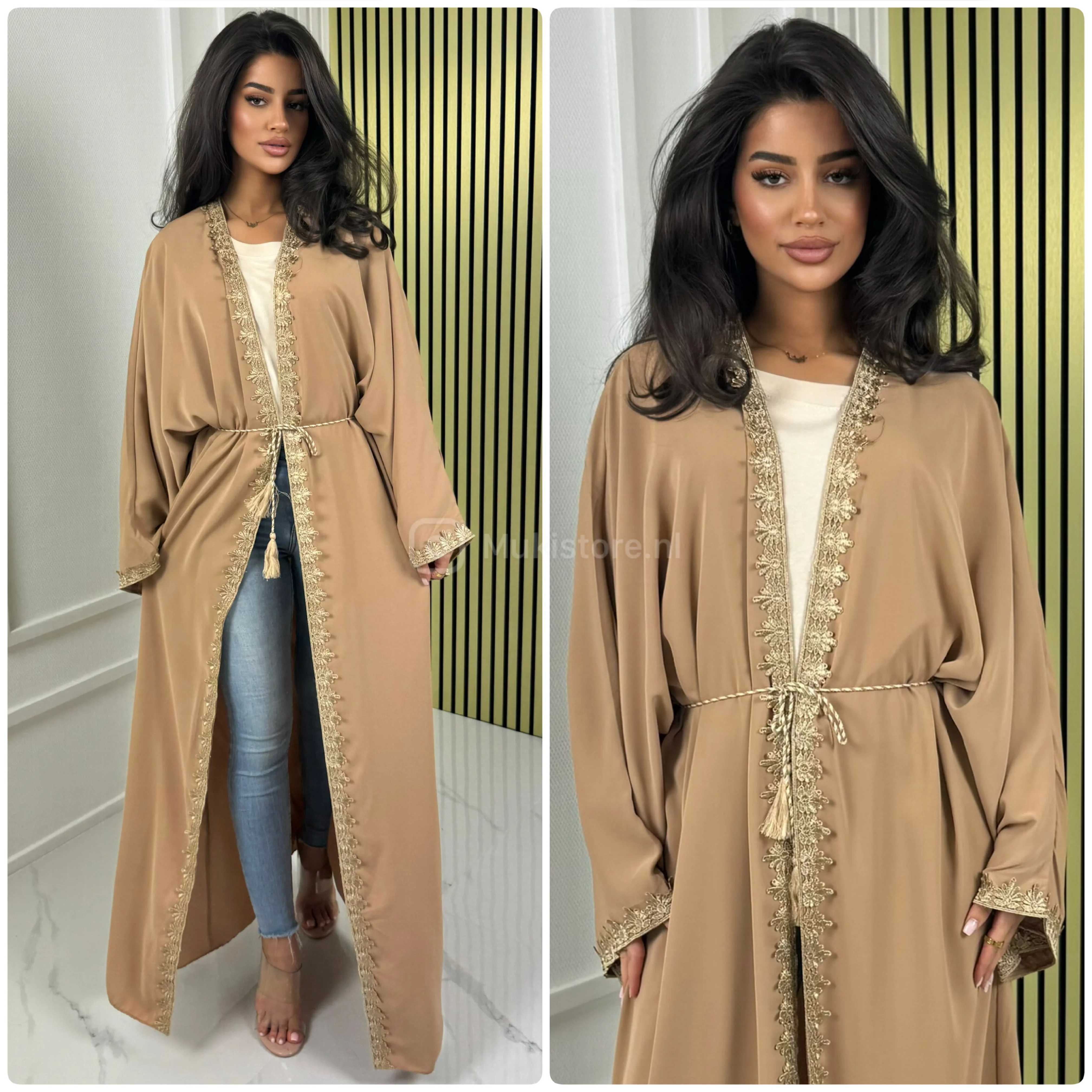 Embroidered Tie Belt Kimono - Image 10