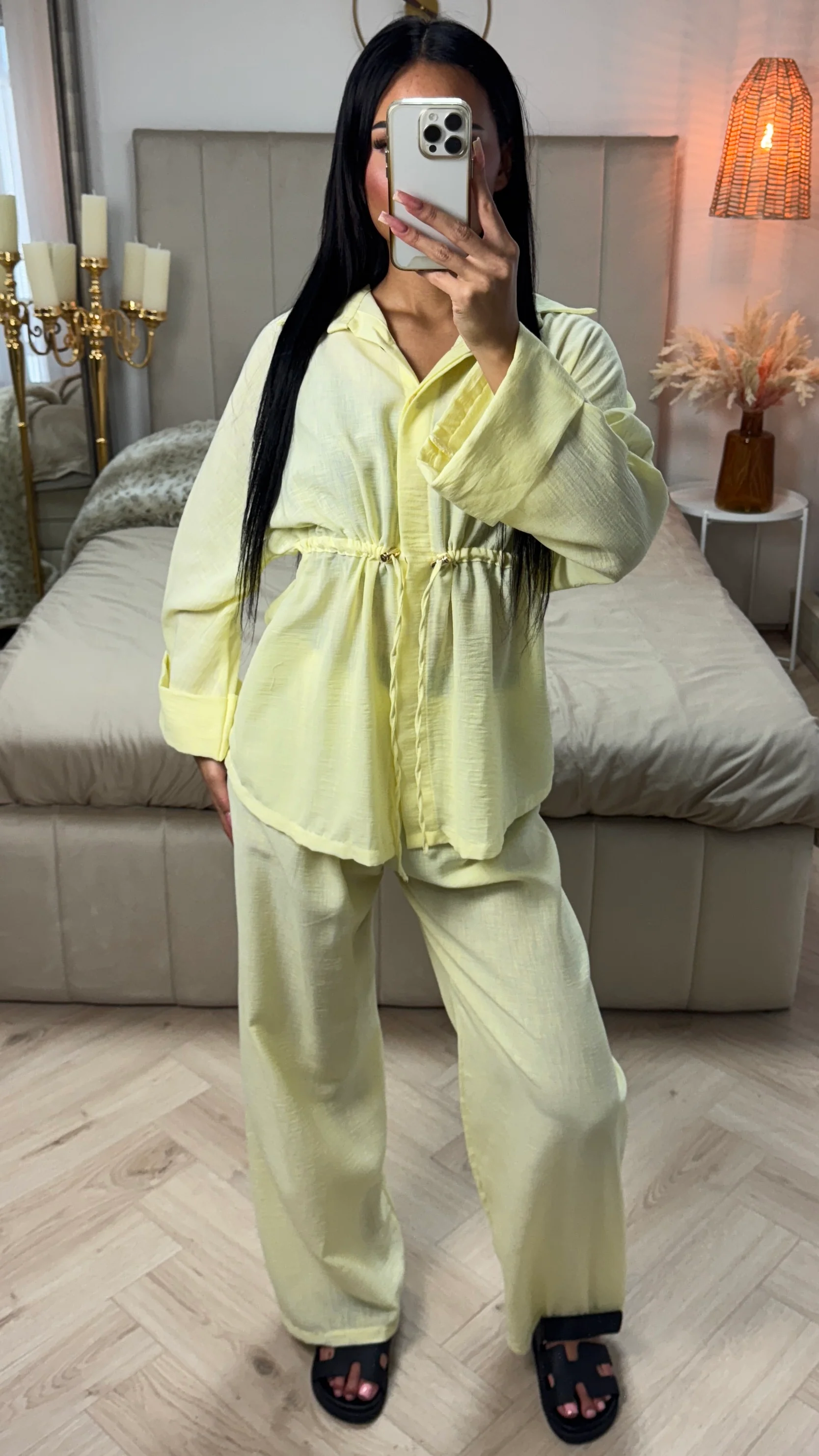 Essential Integrated Tie Waist Belt Set Golden Buttons Detail - Image 6