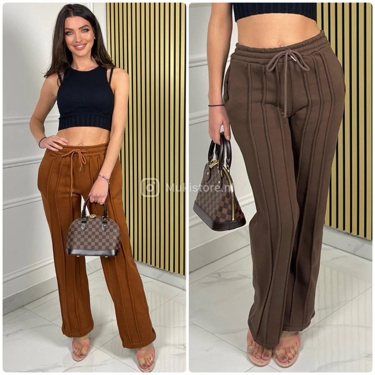 Fleece Thick Joggers Wide Leg 3 Lines - Image 2