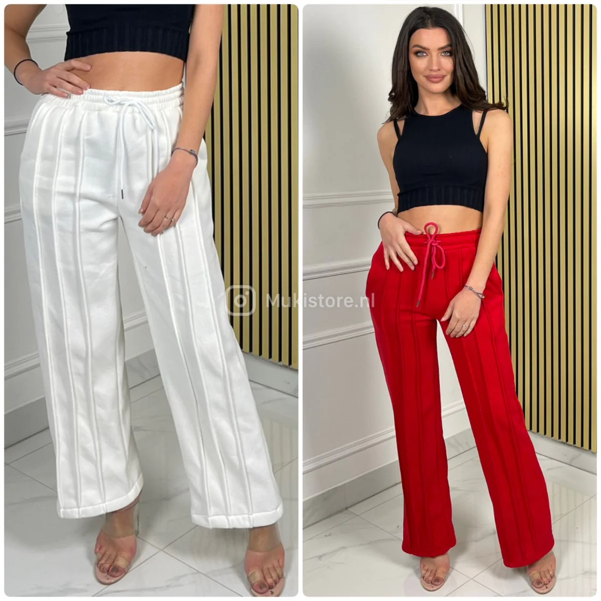 Fleece Thick Joggers Wide Leg 3 Lines - Image 4