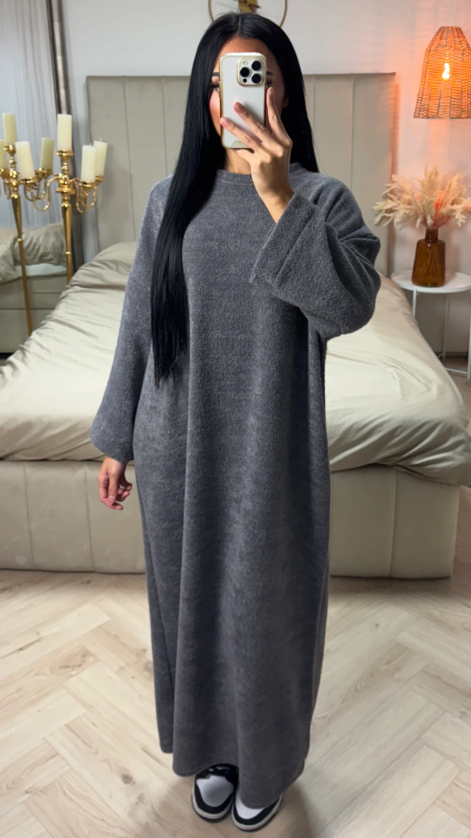 Fluffy Maxi Jurk met Wijde Mouwen - Image 2