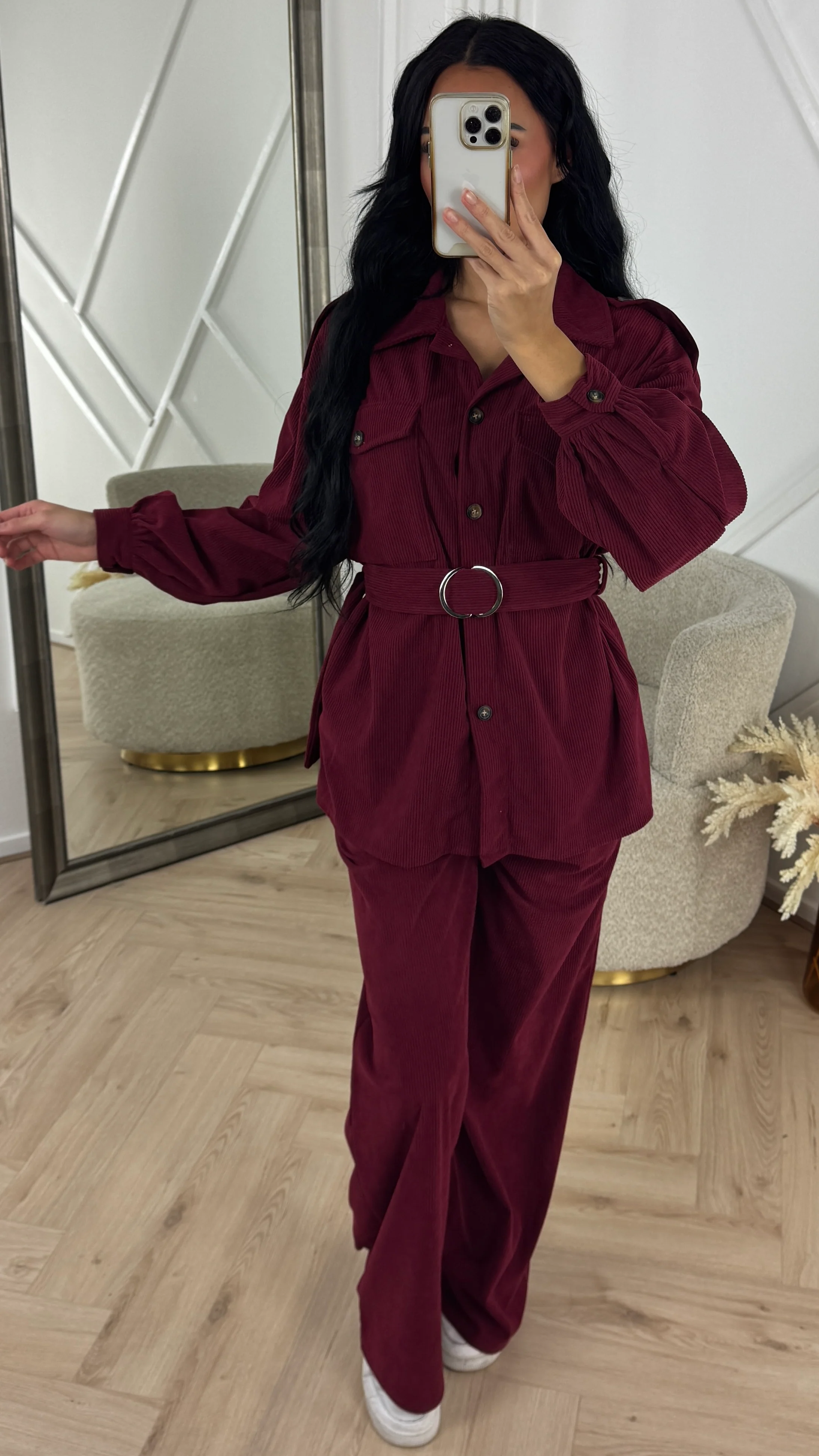 Geribde Two-Piece Set met Ceintuur & Zakken - Image 2