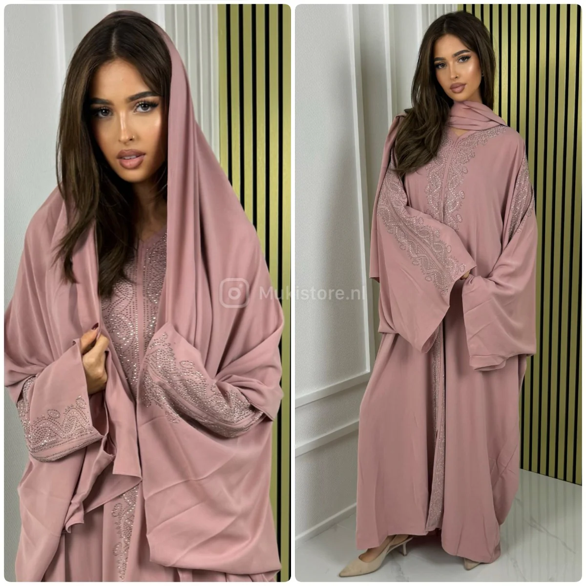 Glitter Abaya + ShawlHeadscarf M1171 - Image 2