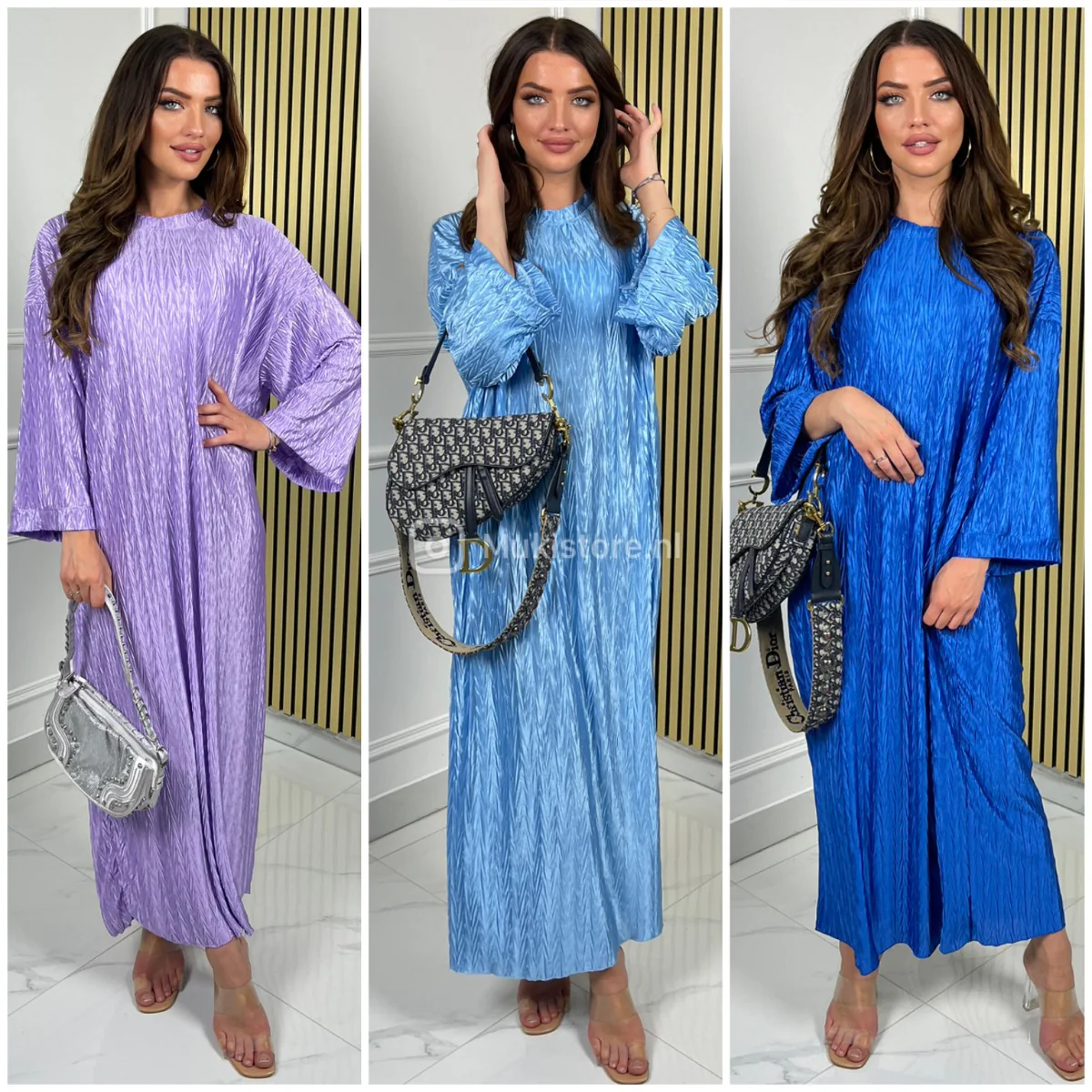 Glossy Zigzag Maxi Round Neck Dress - Image 2