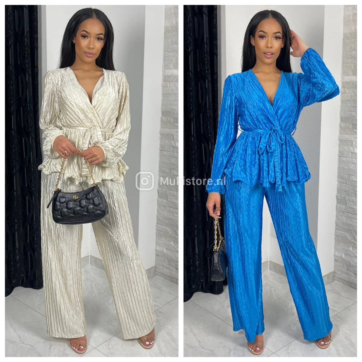 Glossy Zigzag Tie Belt Set
