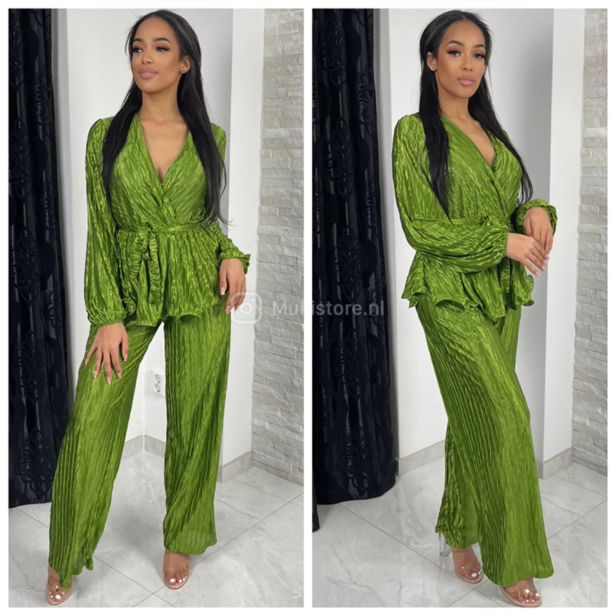 Glossy Zigzag Tie Belt Set - Image 10