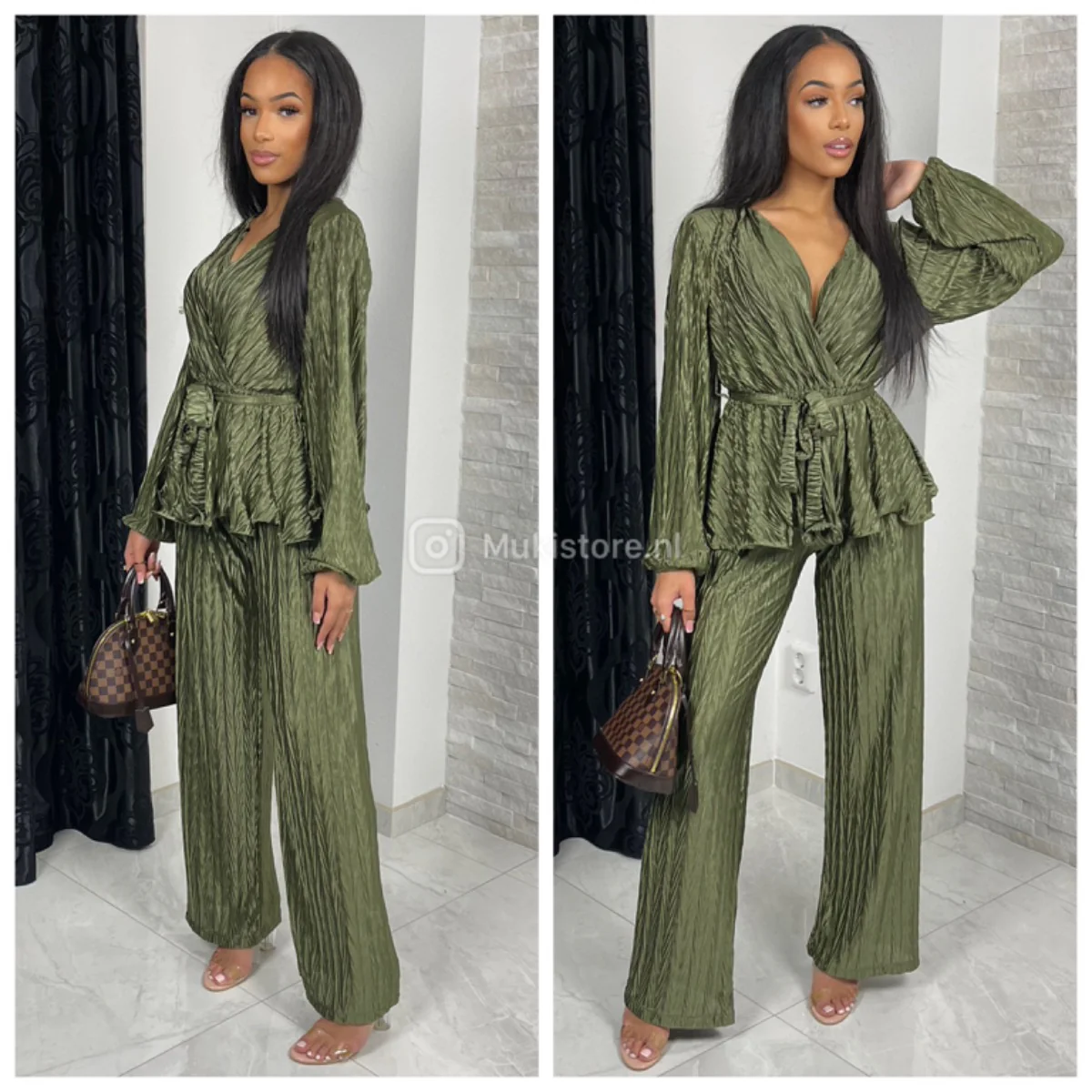 Glossy Zigzag Tie Belt Set - Image 4