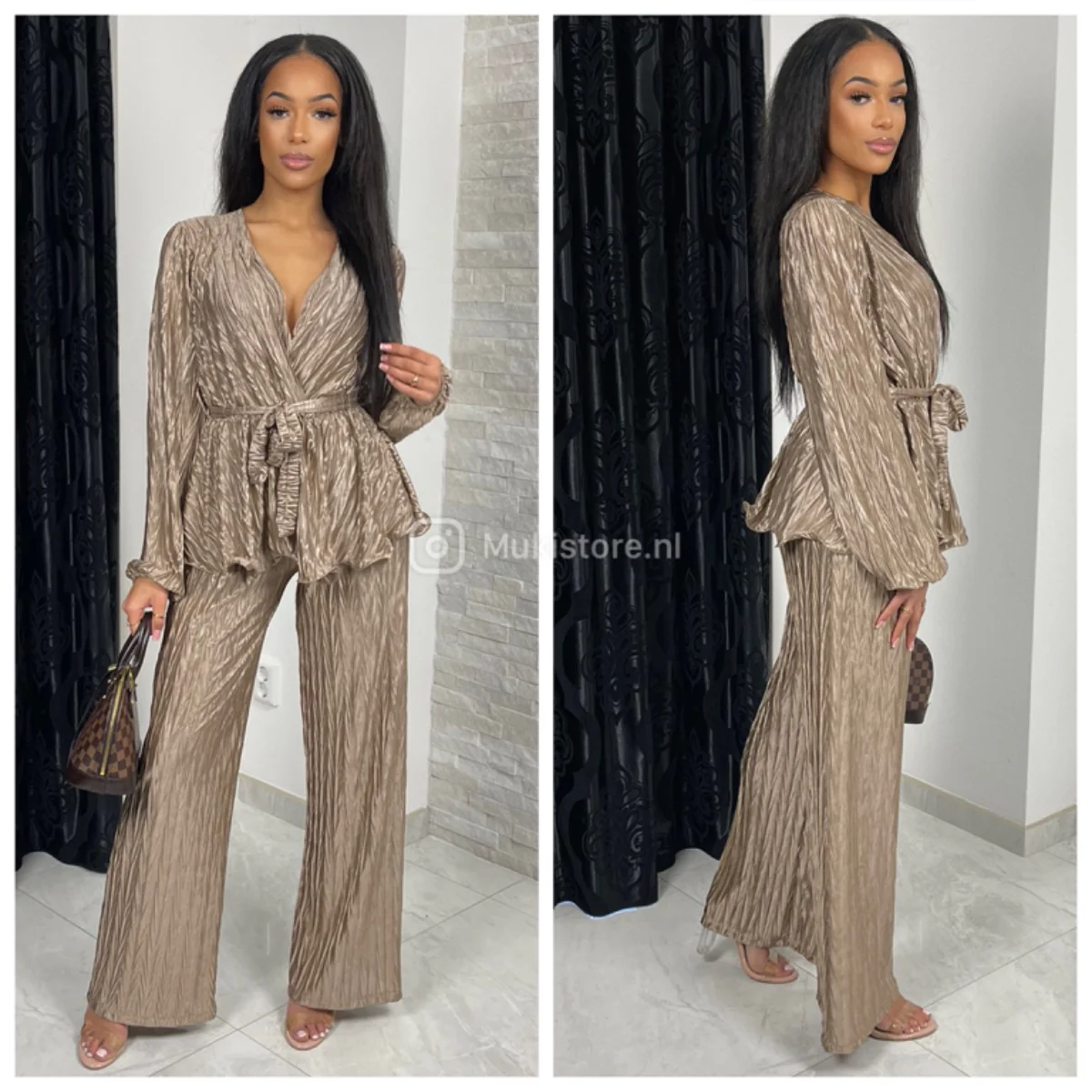 Glossy Zigzag Tie Belt Set - Image 5