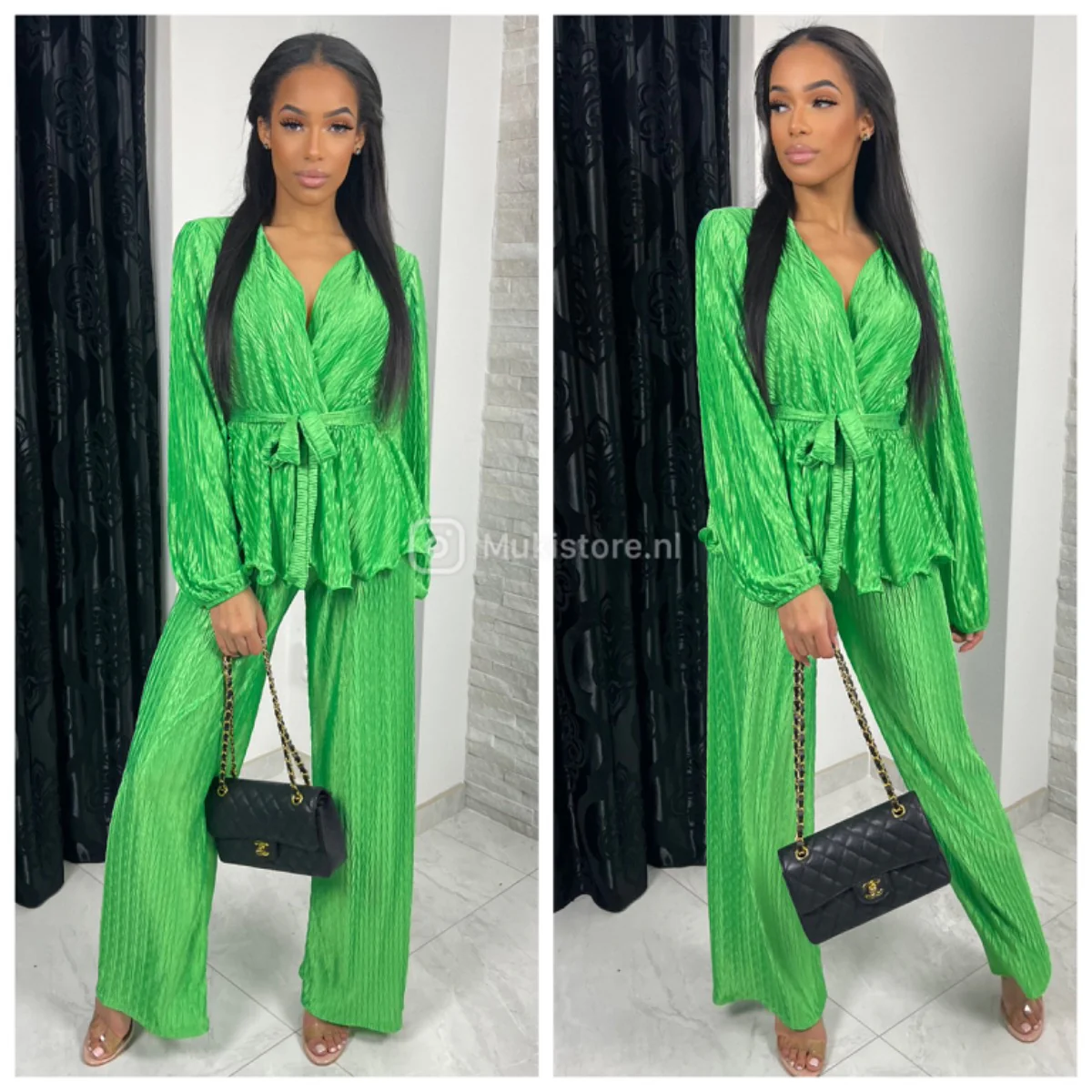 Glossy Zigzag Tie Belt Set - Image 8
