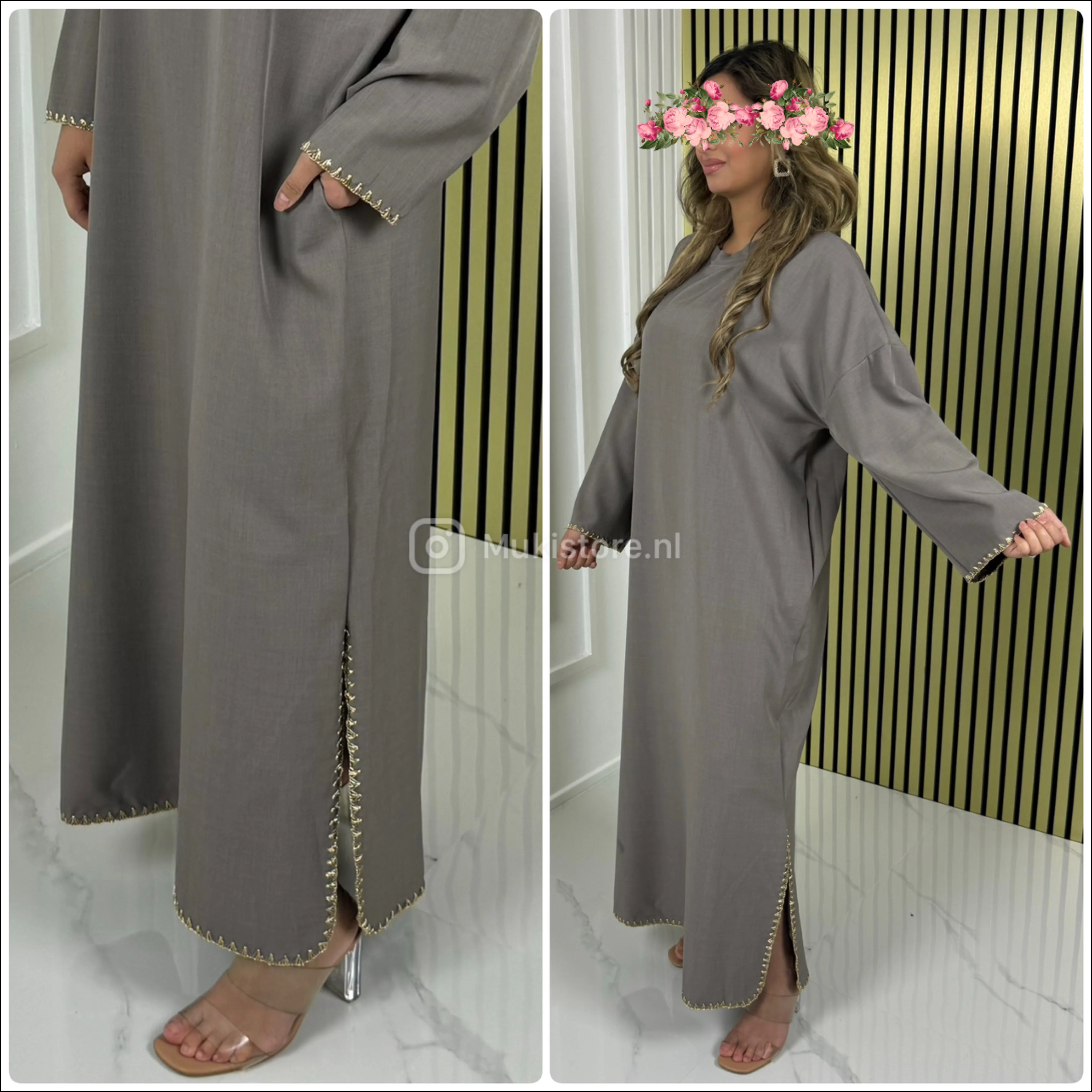 Golden Embroidery Detail Oversized Maxi - Image 13