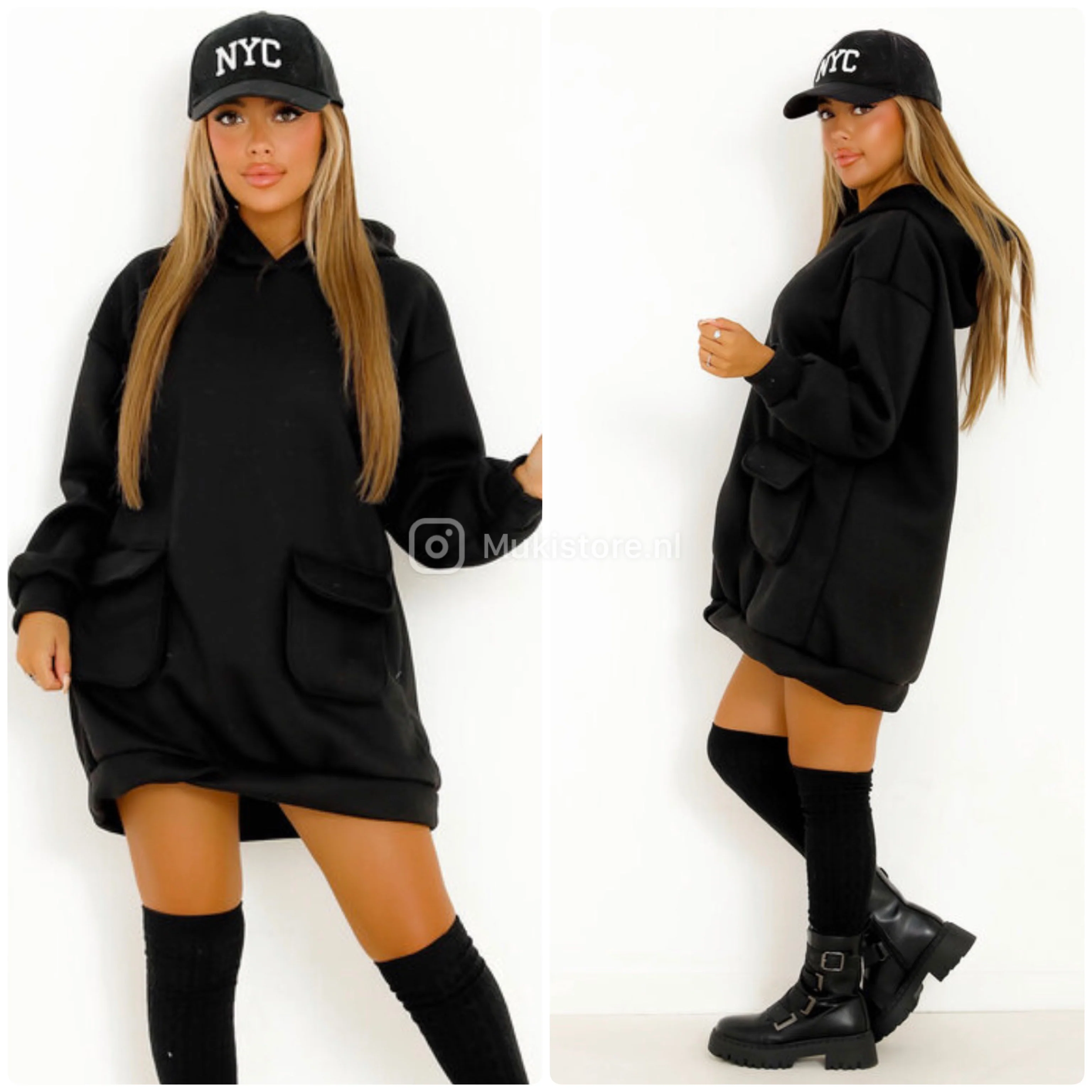 Hoodie Dress Double Puff Pockets - Image 7
