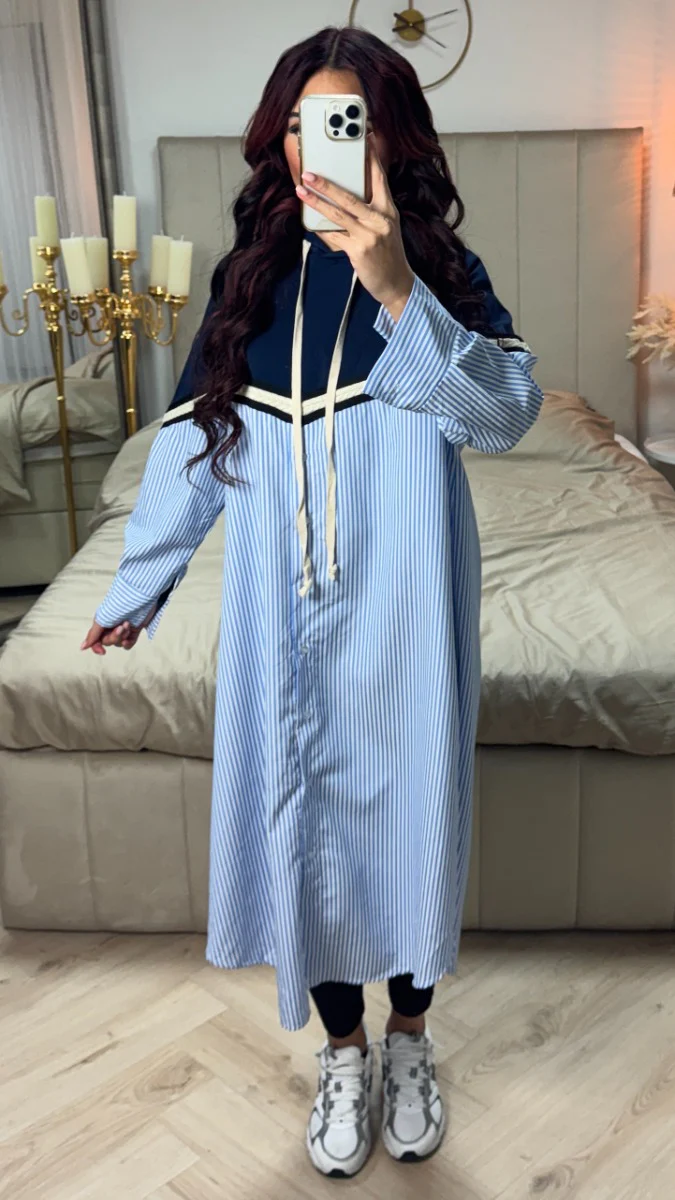 Hoodie Integrated Stripes Blouse - Image 12