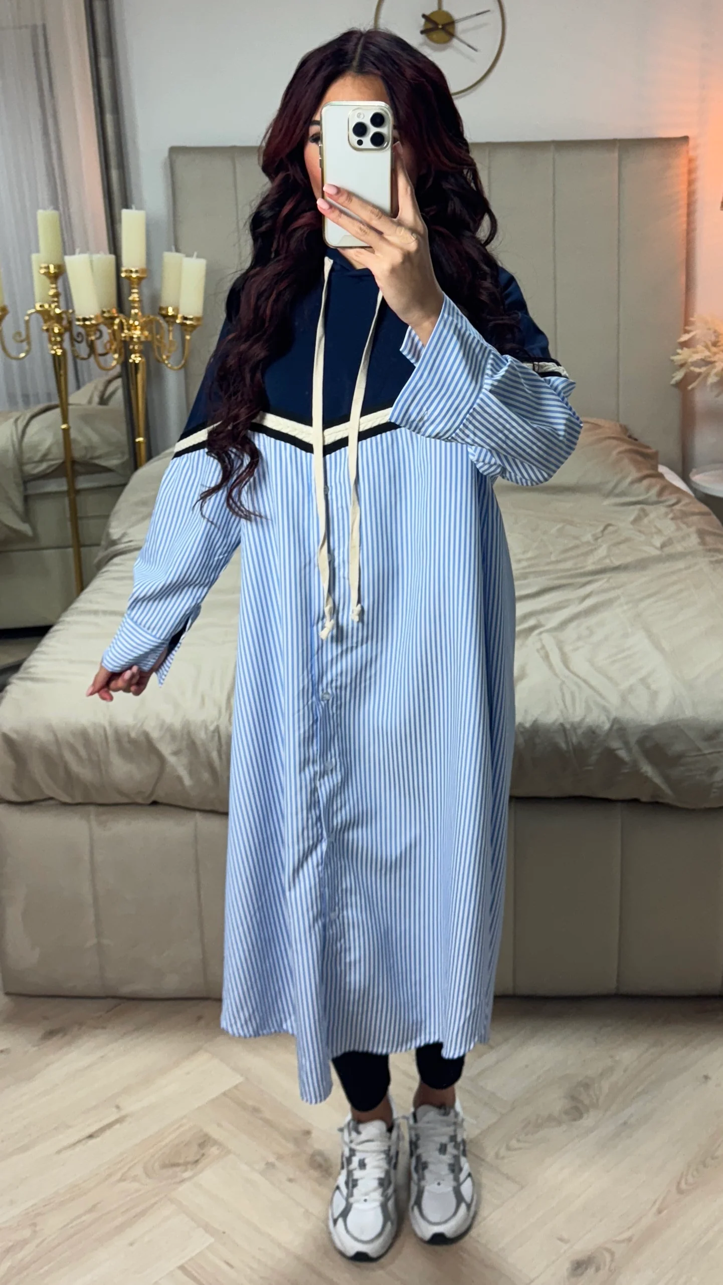 Hoodie Integrated Stripes Blouse - Image 13