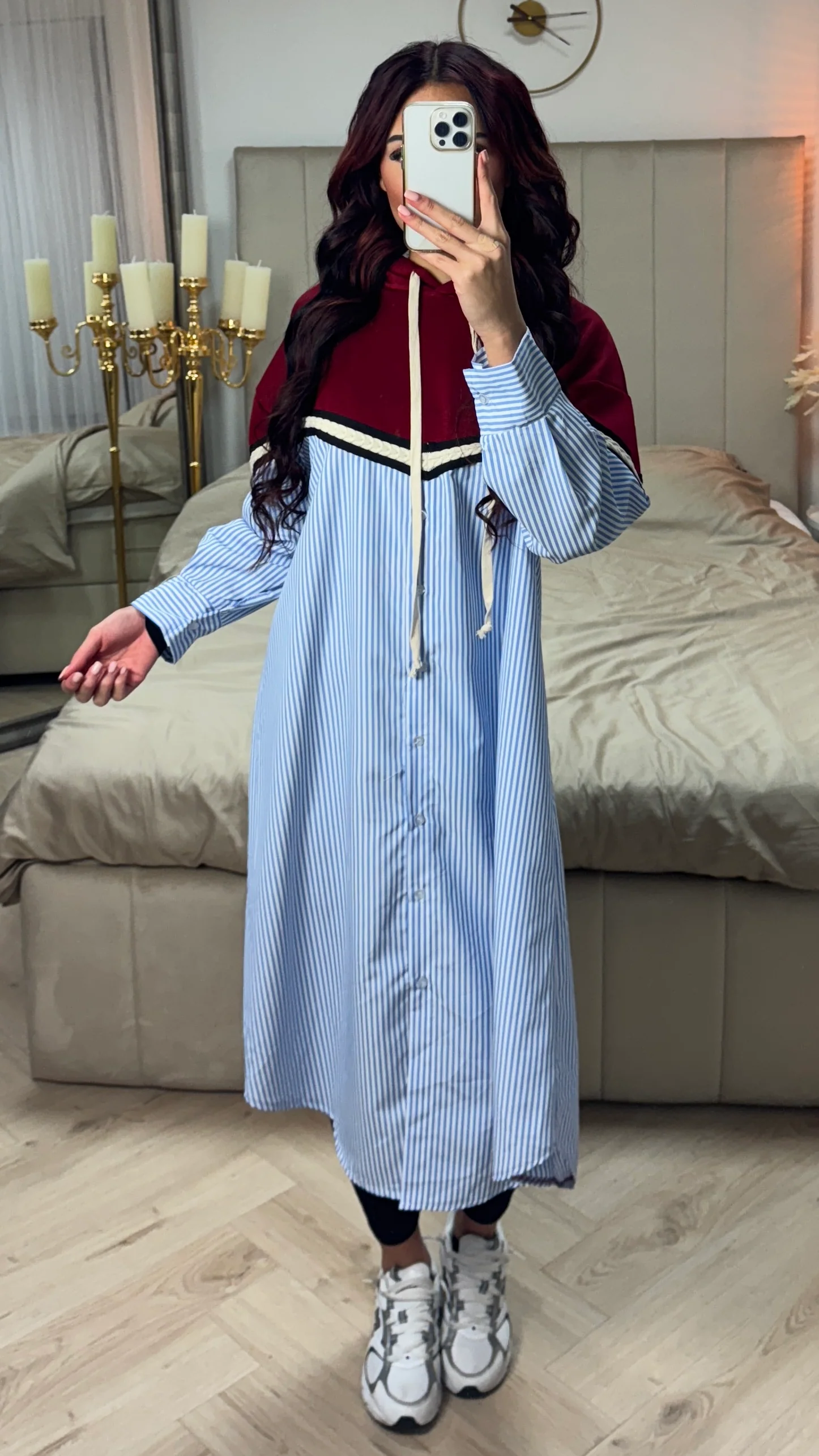 Hoodie Integrated Stripes Blouse - Image 14
