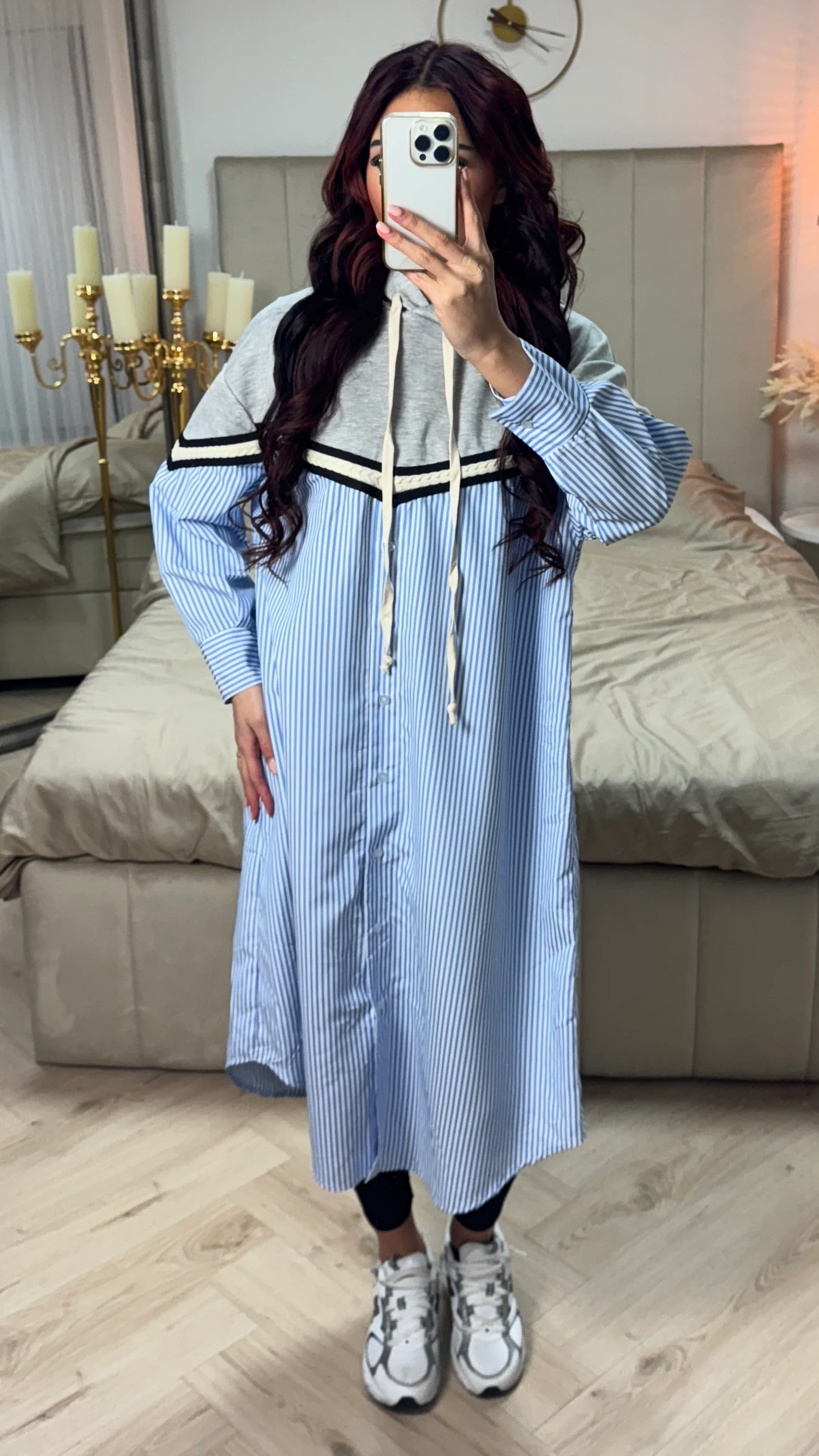 Hoodie Integrated Stripes Blouse - Image 15