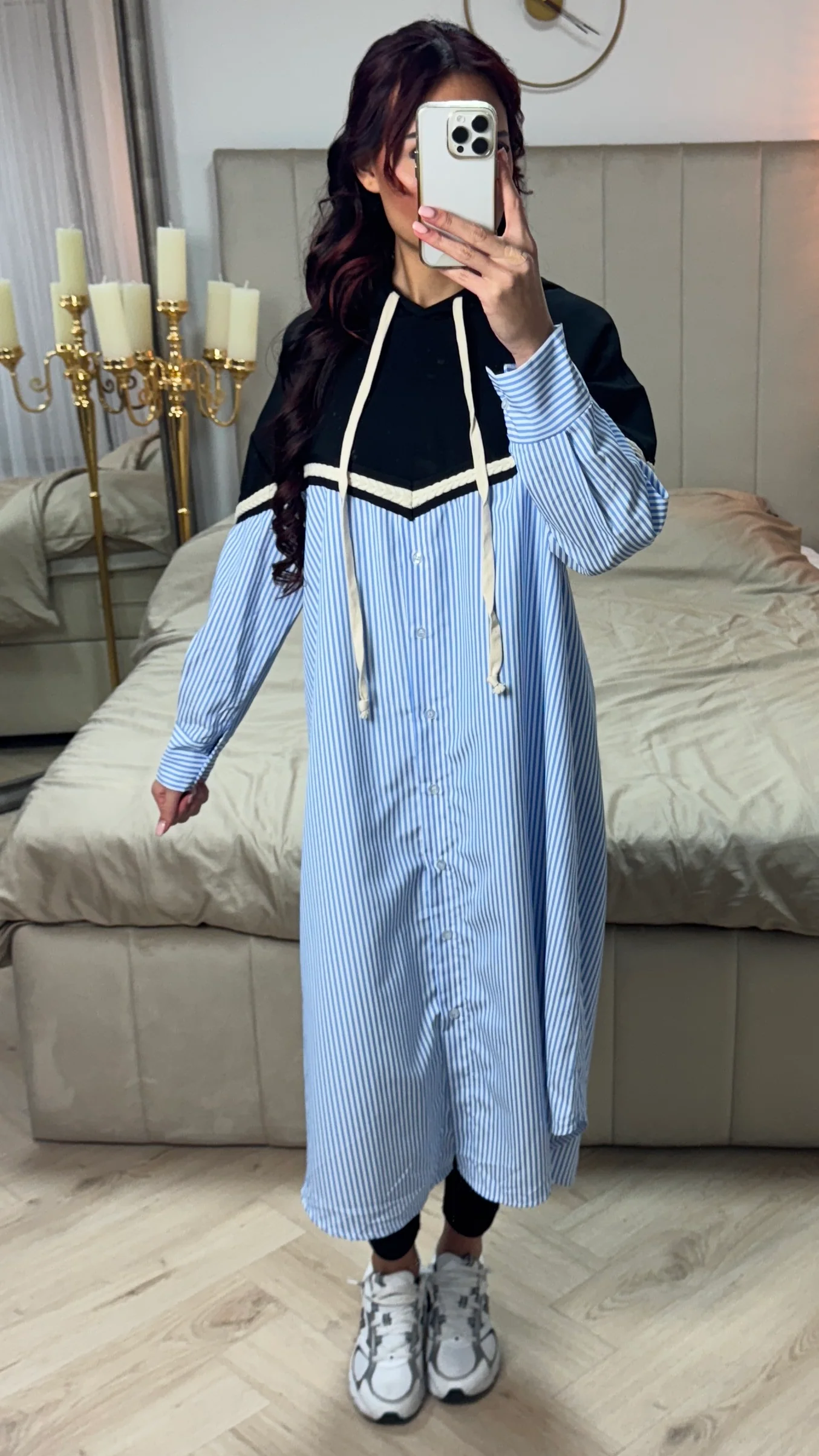 Hoodie Integrated Stripes Blouse - Image 16