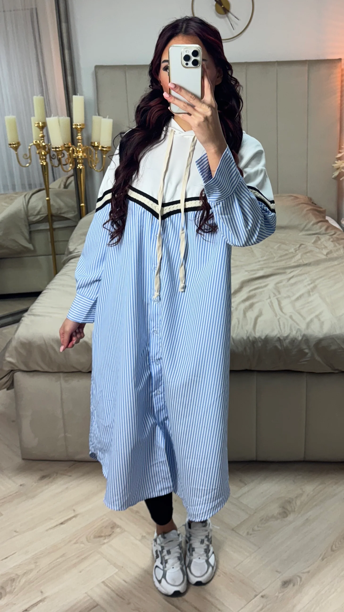 Hoodie Integrated Stripes Blouse - Image 18
