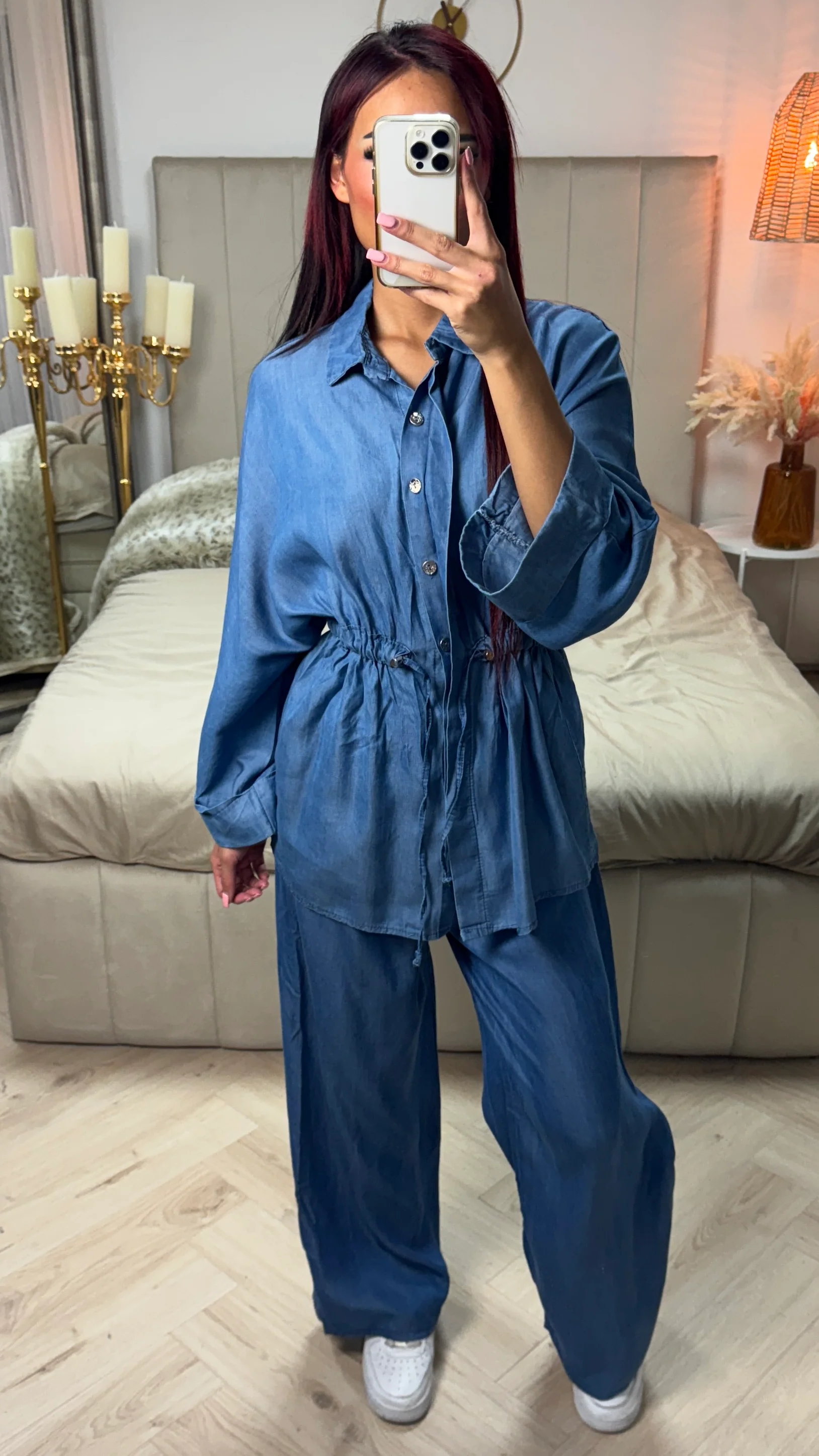 Integrated Waist Detail Denimlook Set - Image 5
