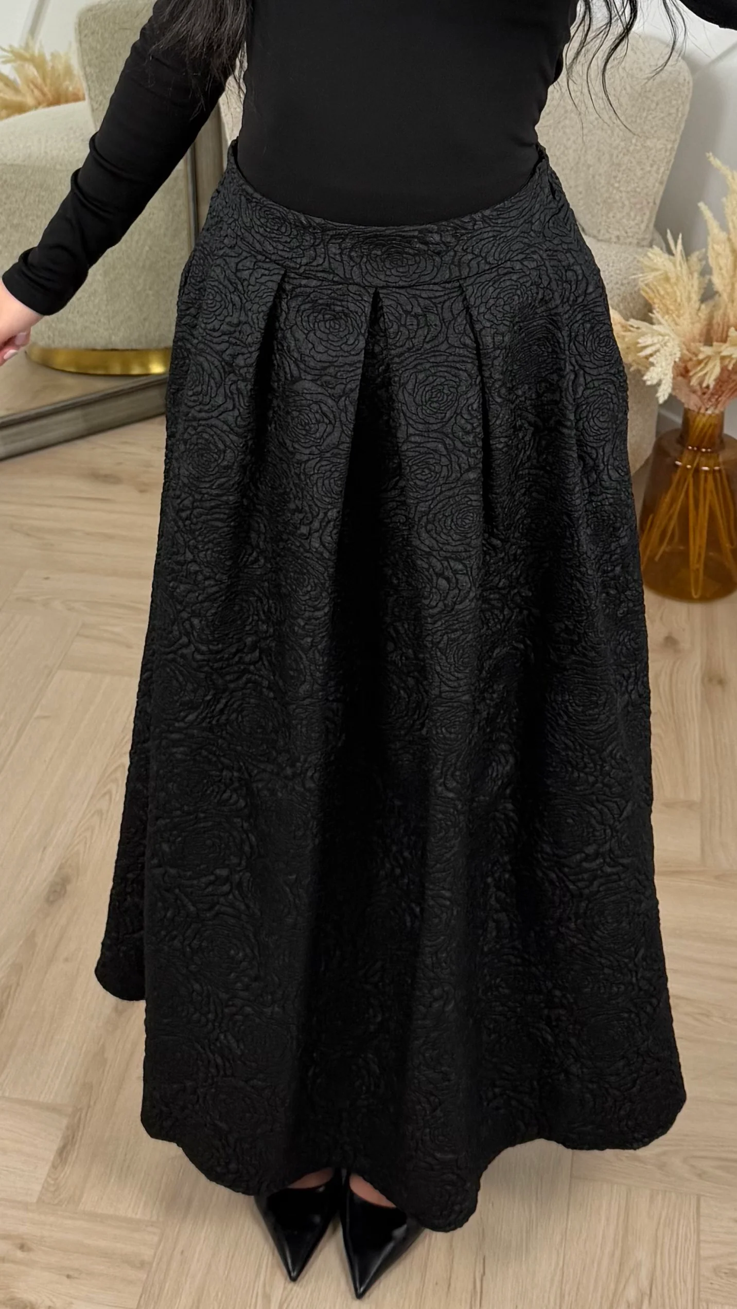 Jacquard Maxi Rok met Plooidetails - Image 5