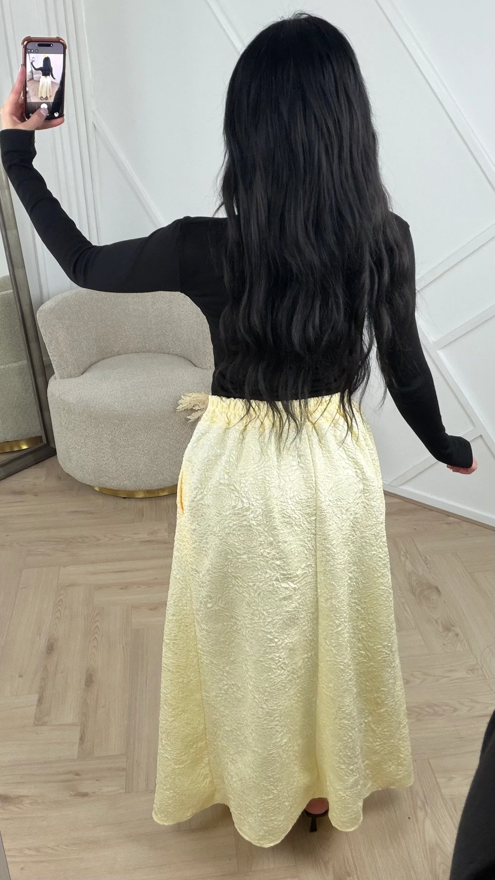 Jacquard Maxi Rok met Plooidetails - Image 6