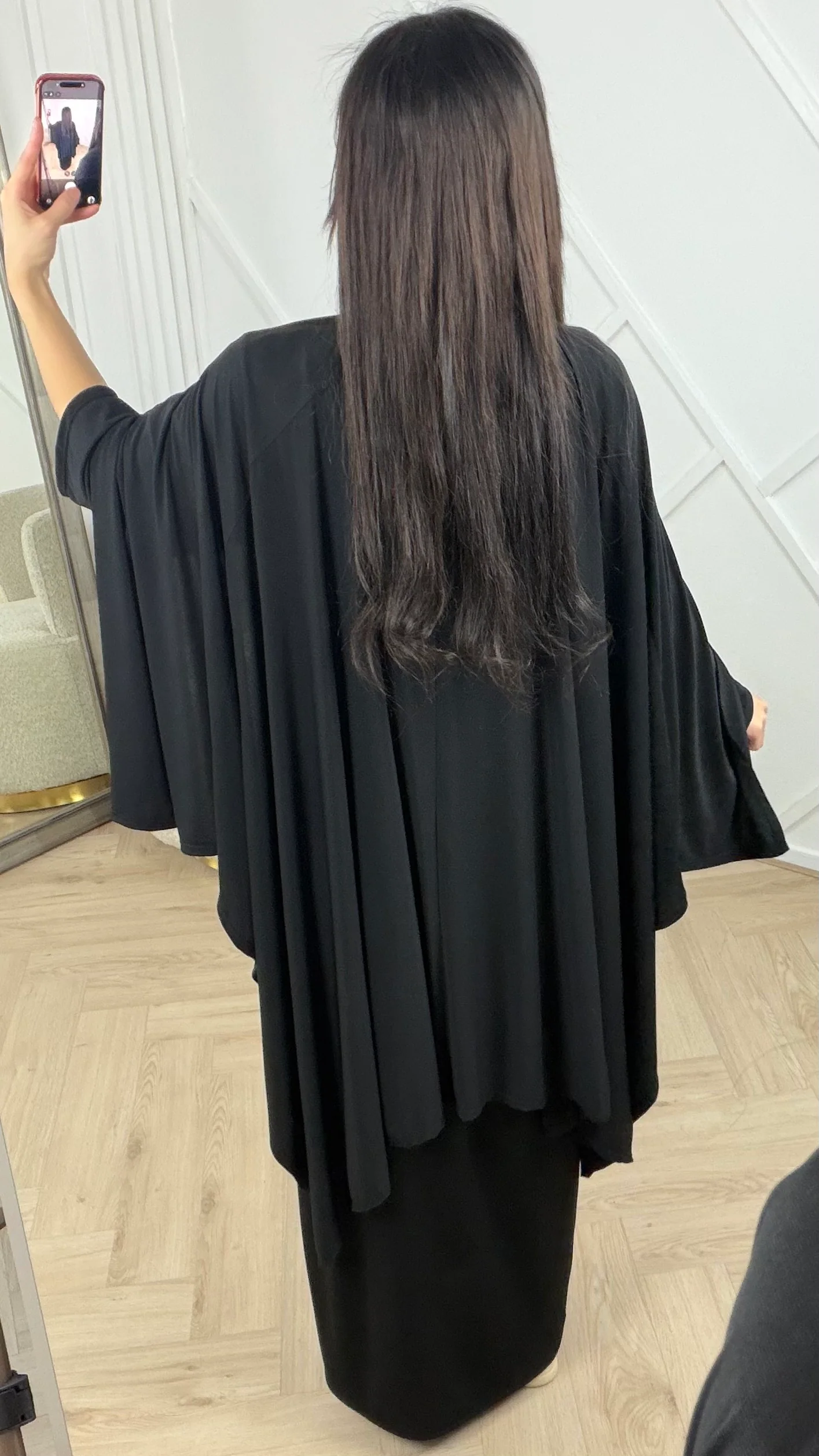 Jersey 2-Piece Abaya met asymmetrische cape - Image 6