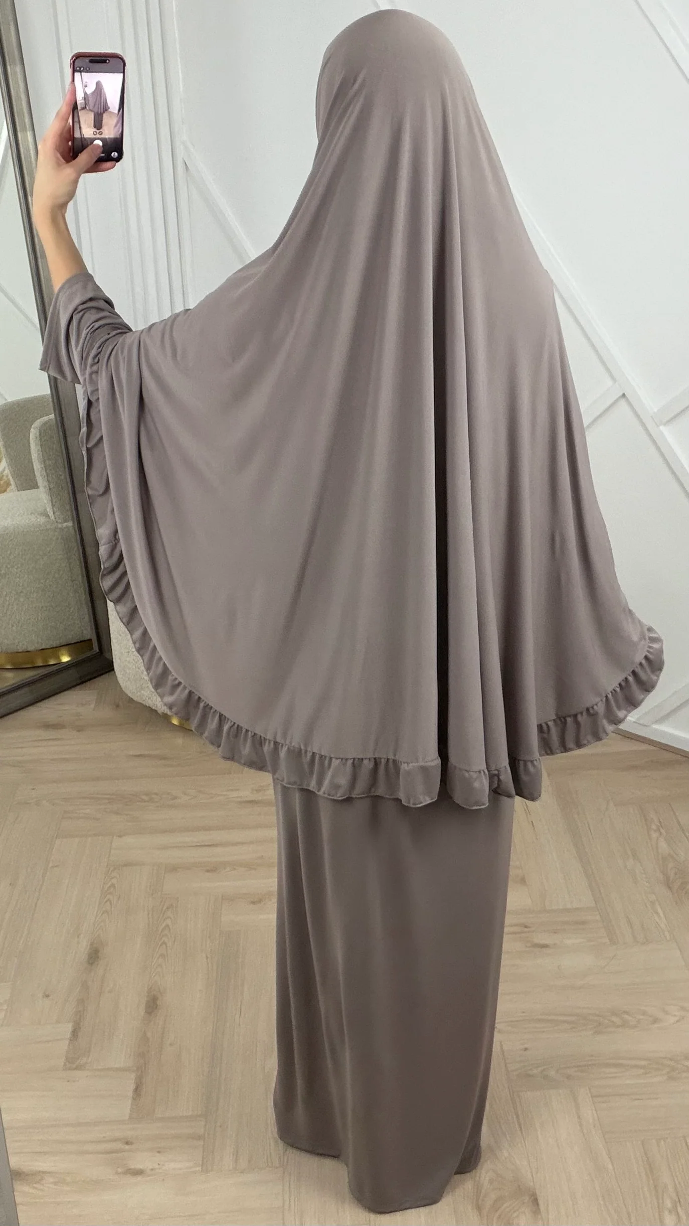Jersey 2-Piece Khimar Set met Ruffle Rand - Image 5