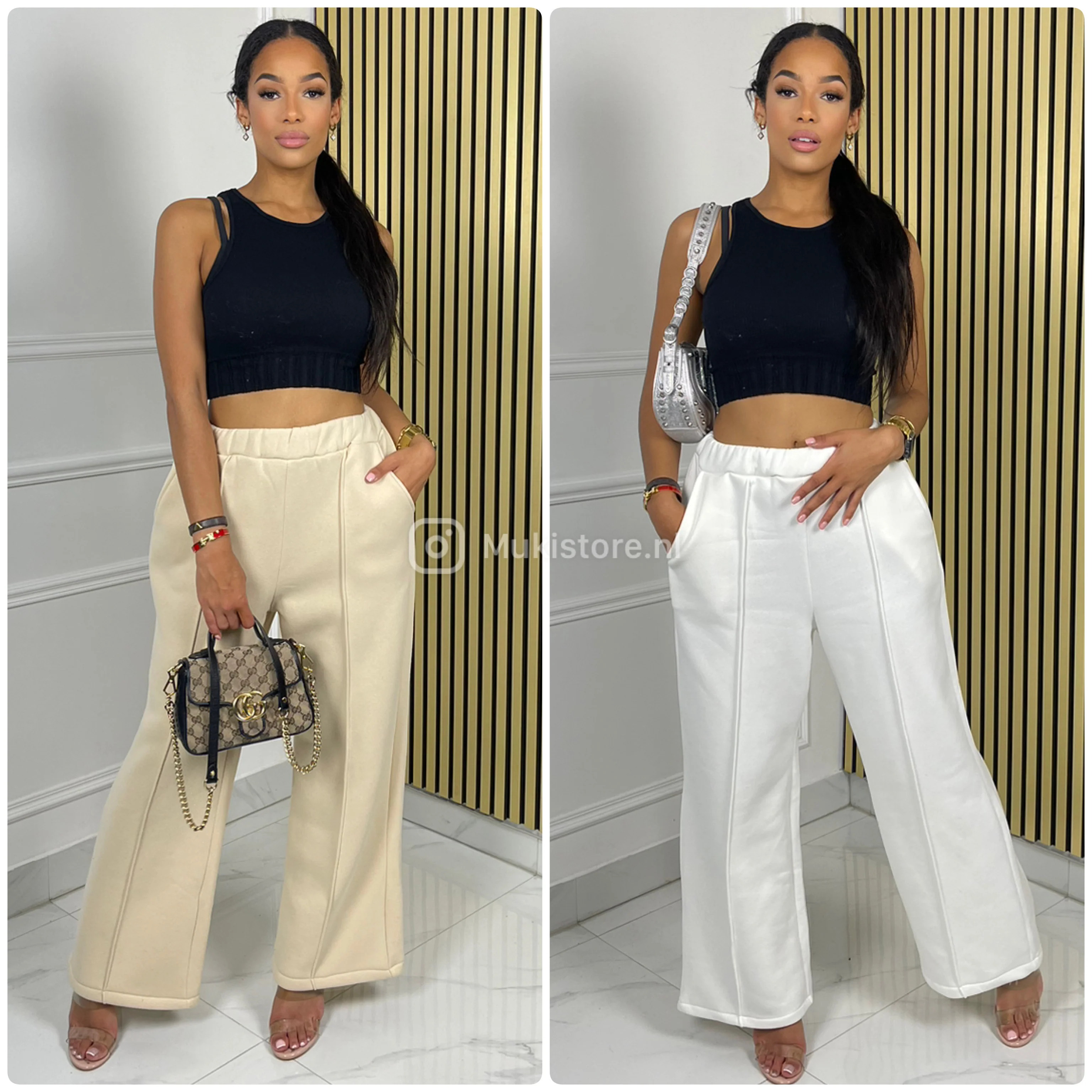 Jogging Wide Leg Pants One Stripe Detail - Image 5