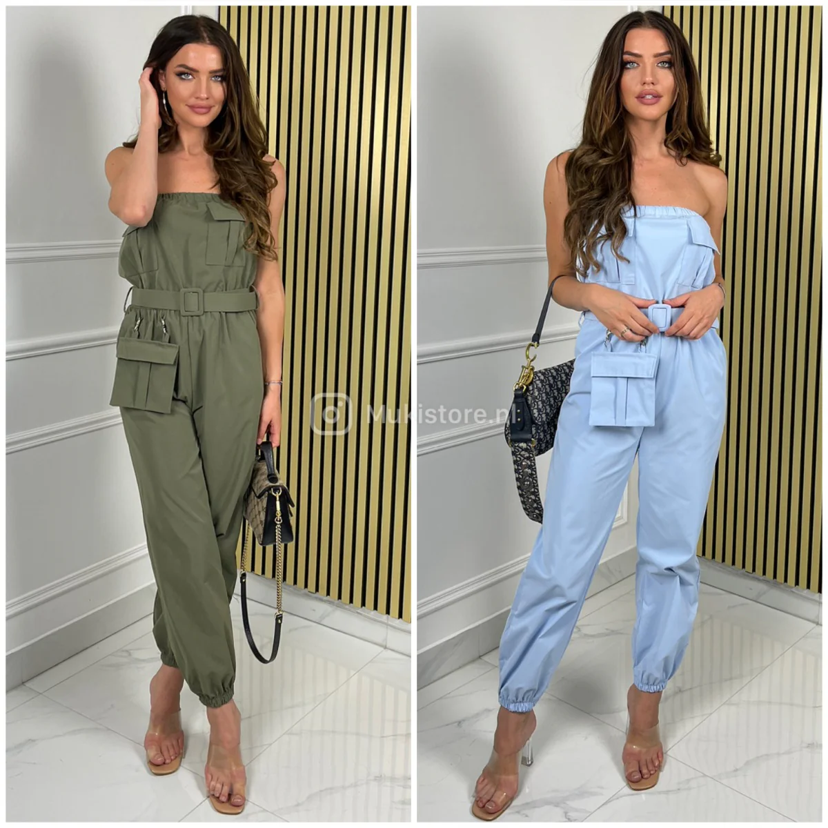 Jumpsuit Tie Belt BumBag Pocket Details - Image 5