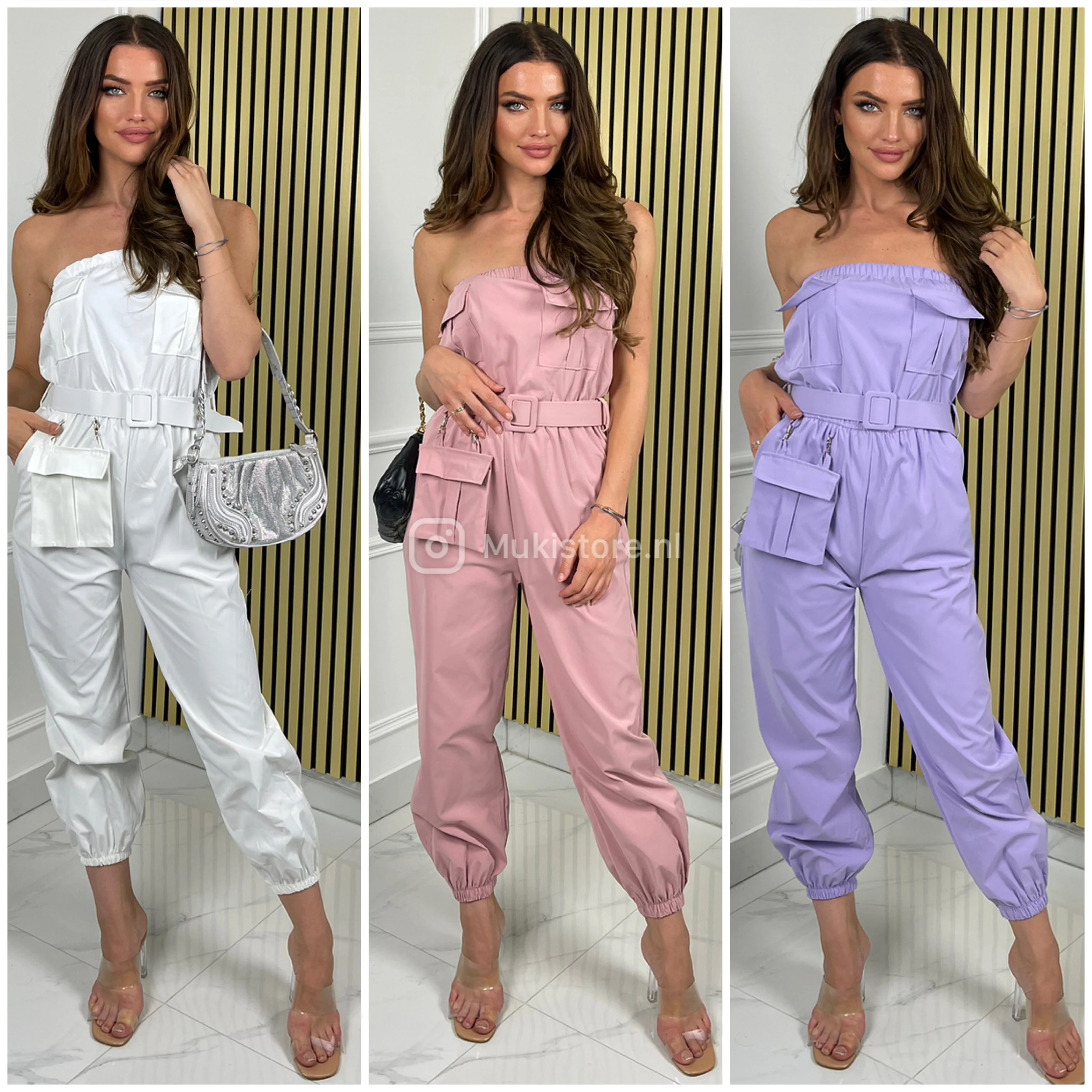 Jumpsuit Tie Belt BumBag Pocket Details - Image 9